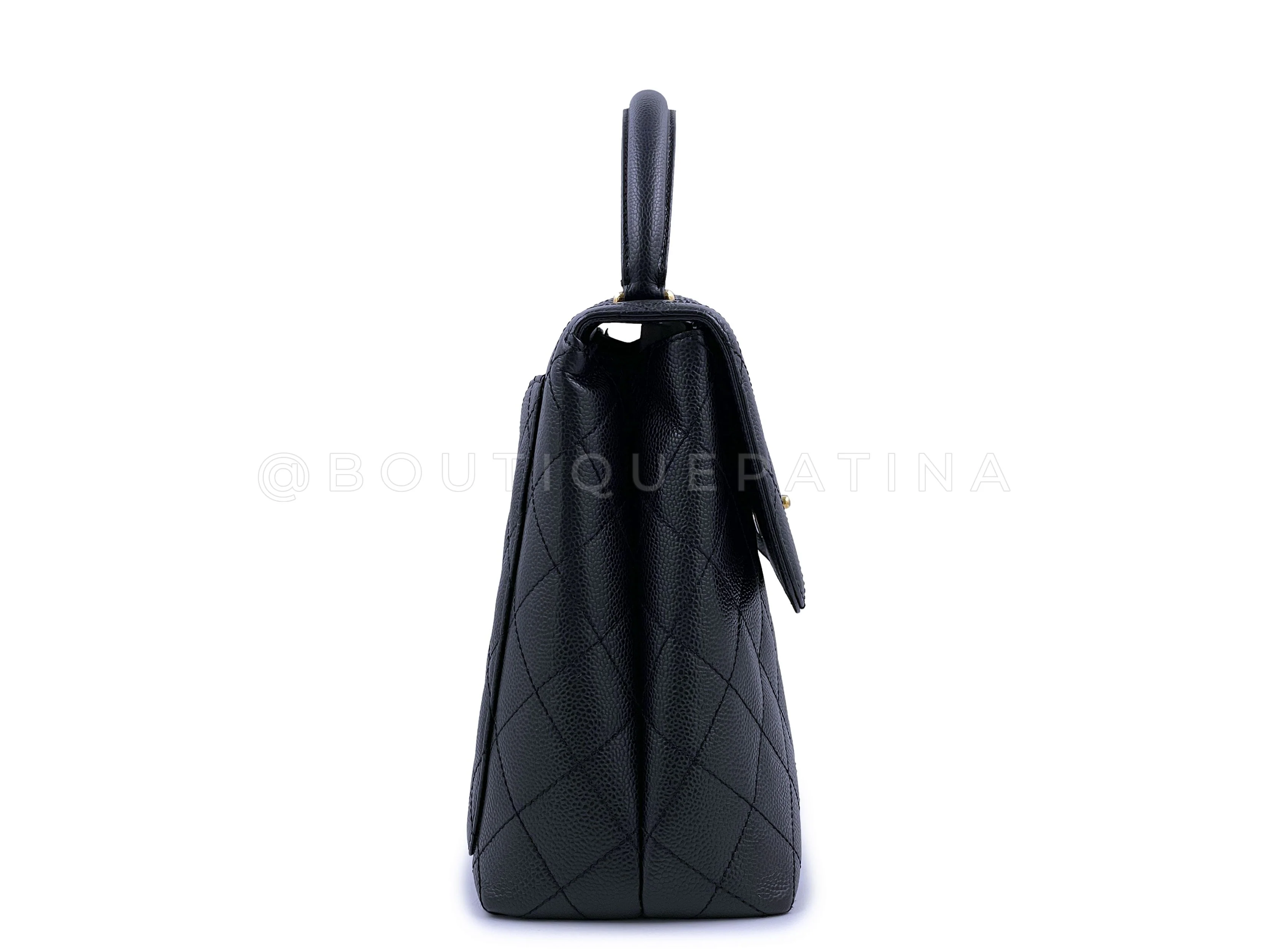 Chanel 2007 VIntage Black Caviar Kelly Flap Tote Bag 24k GHW - Image 4
