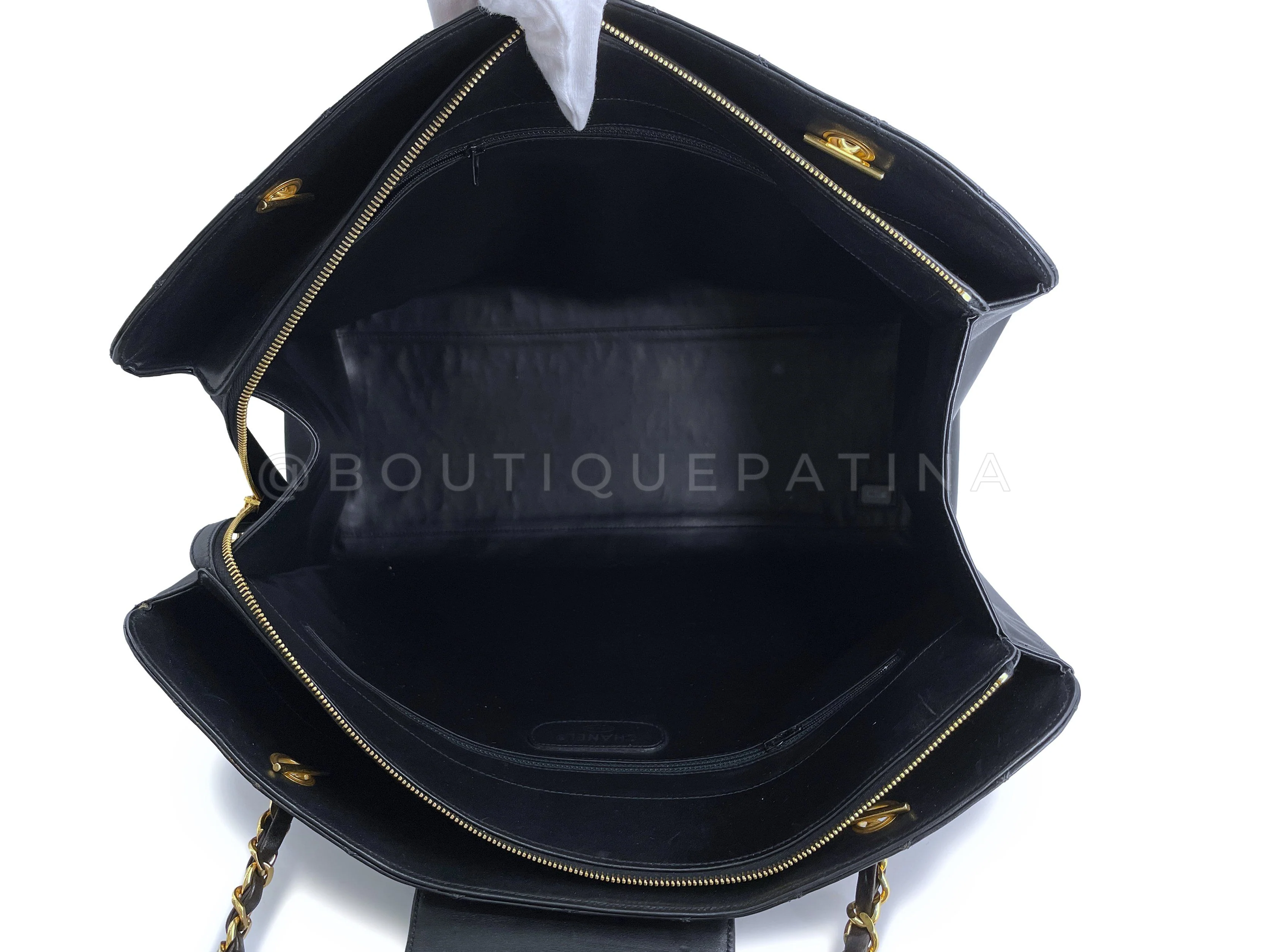 Chanel 1994 Vintage Black Supermodel Weekender XL Tote Bag 24k GHW WR2 - Image 10