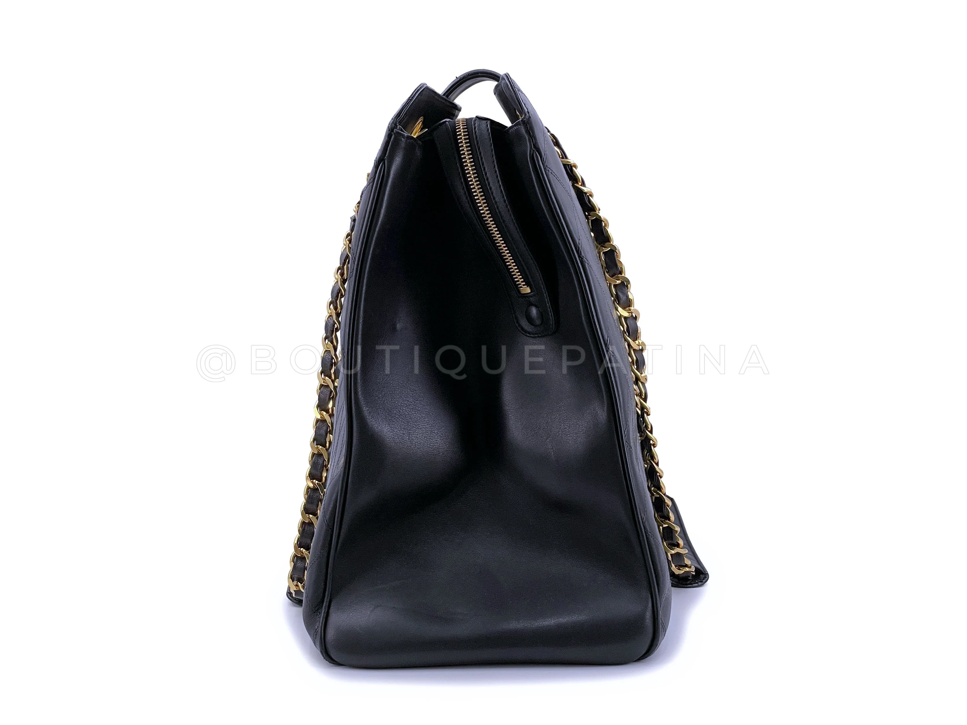 Chanel 1994 Vintage Black Supermodel Weekender XL Tote Bag 24k GHW WR2 - Image 5
