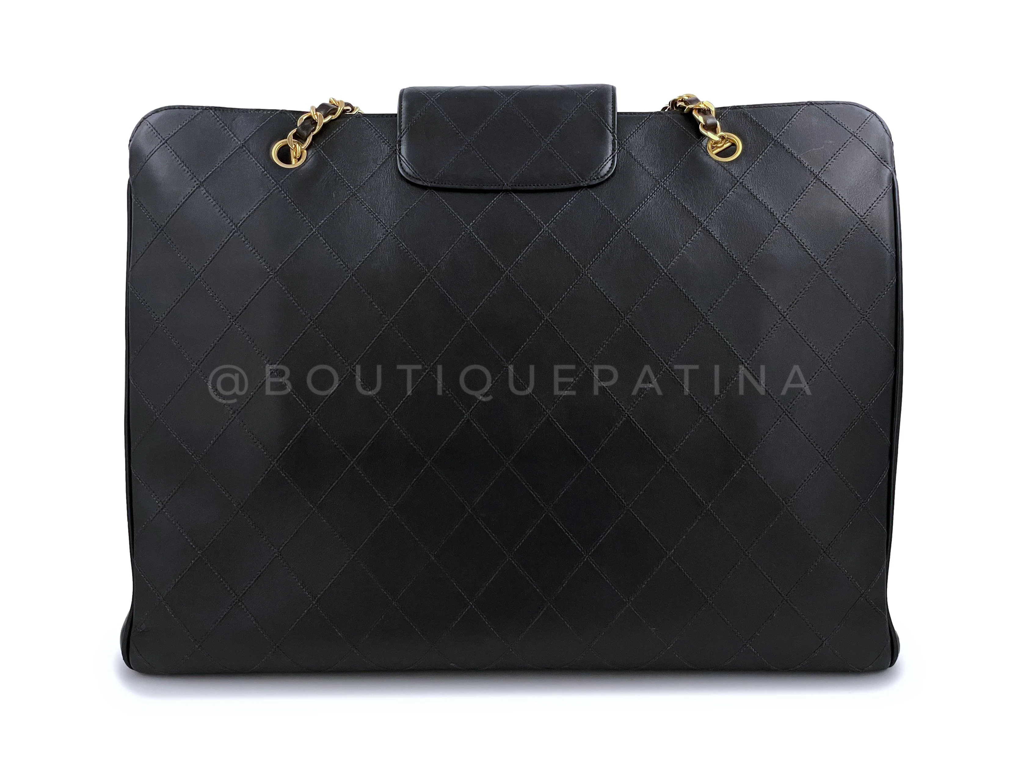 Chanel 1994 Vintage Black Supermodel Weekender XL Tote Bag 24k GHW WR2 - Image 6