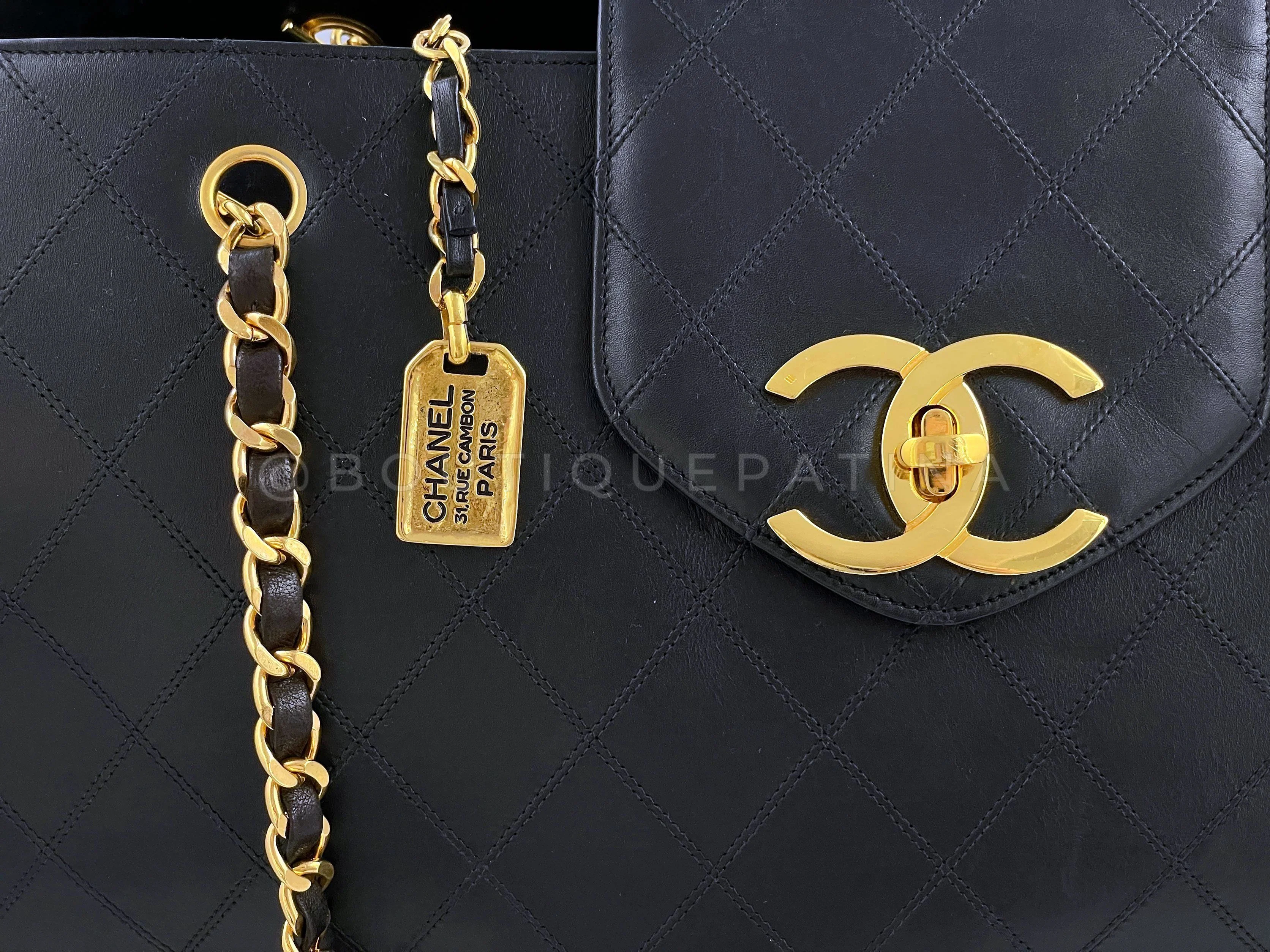 Chanel 1994 Vintage Black Supermodel Weekender XL Tote Bag 24k GHW WR2 - Image 9
