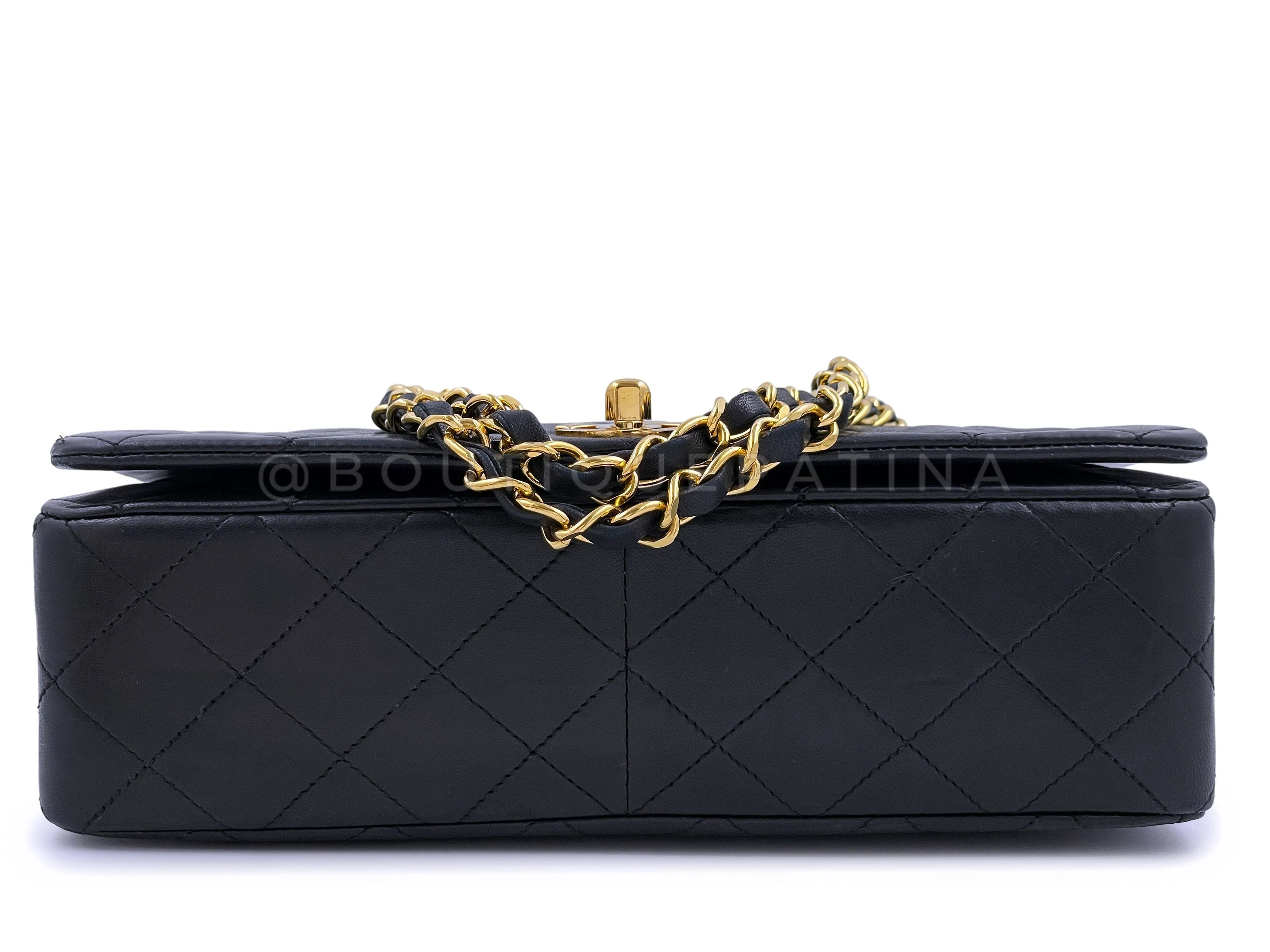 Chanel 1990 Vintage Black Full Flap Bag 24k GHW Lambskin - Image 6