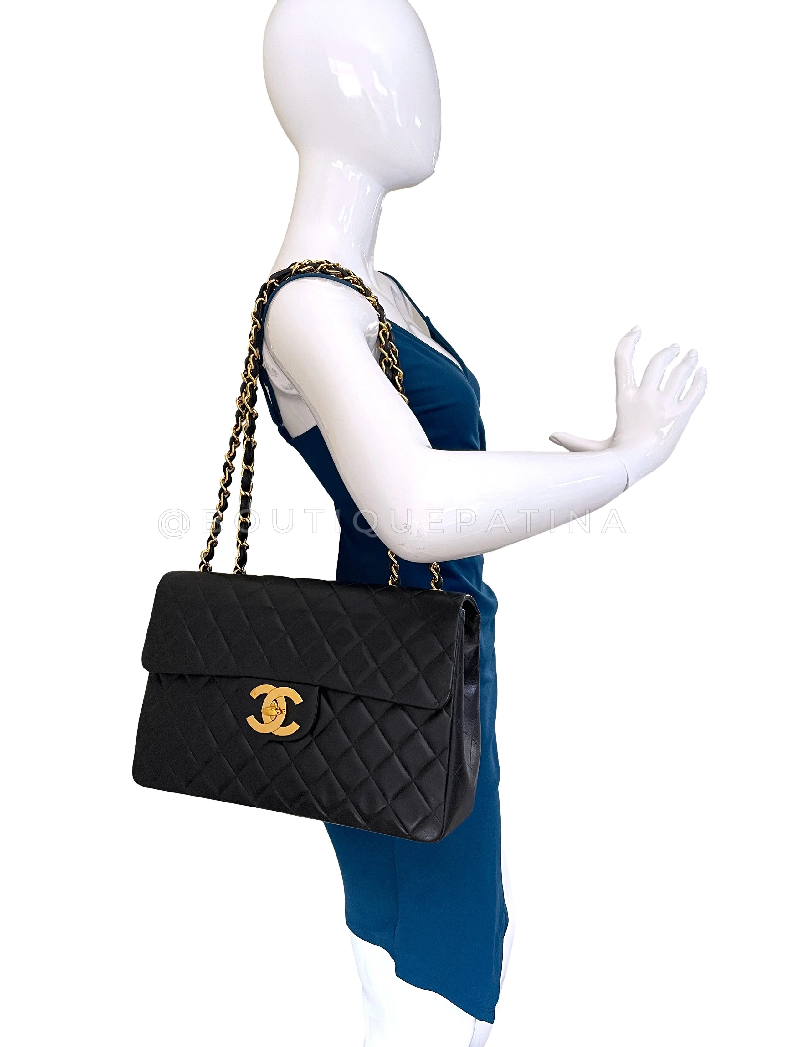 Chanel Black Vintage Maxi Classic Flap Bag 24k GHW - Image 15