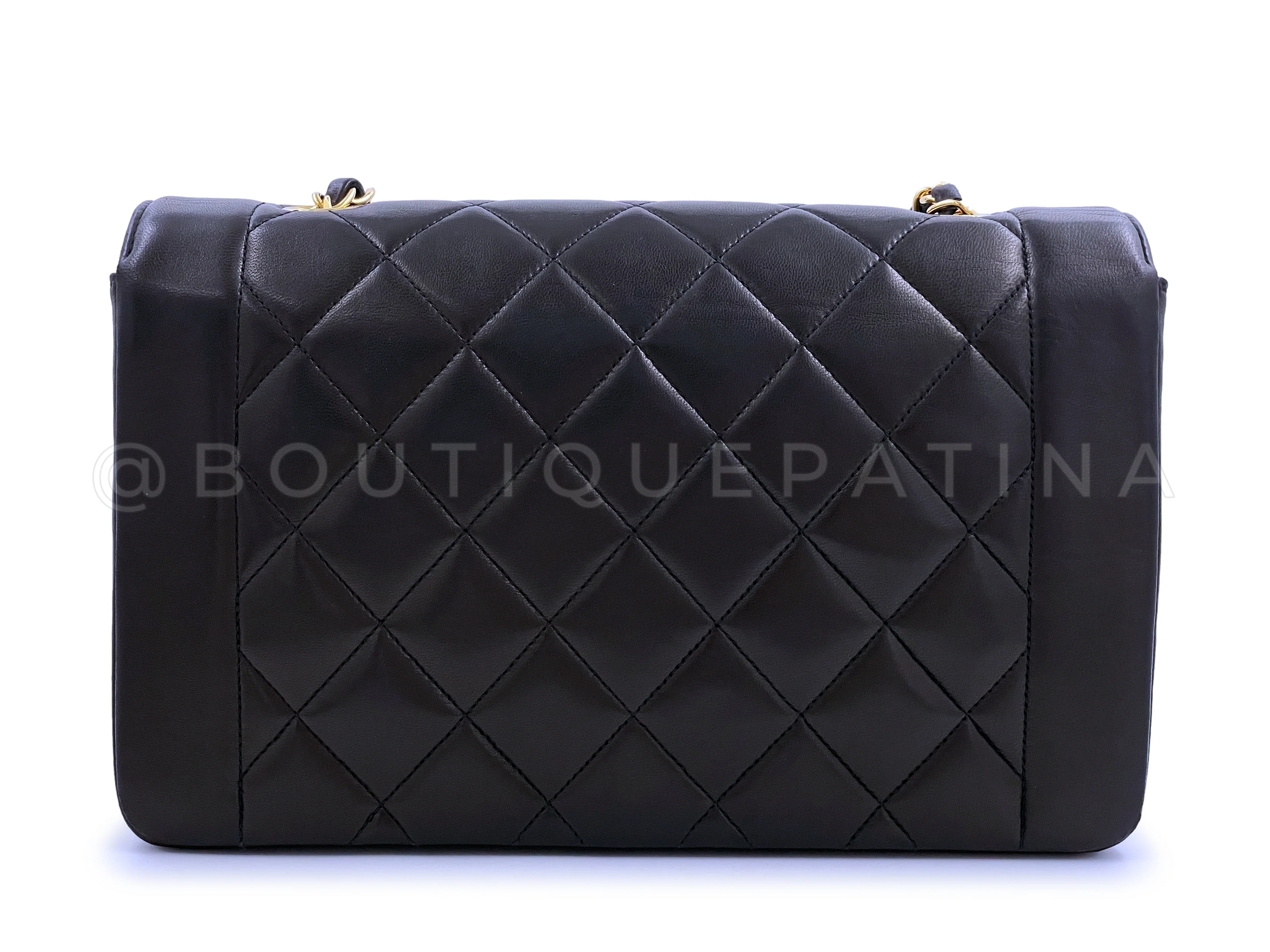 Pristine Chanel Vintage Black Medium Diana Flap Bag 24k GHW Lambskin - Image 5