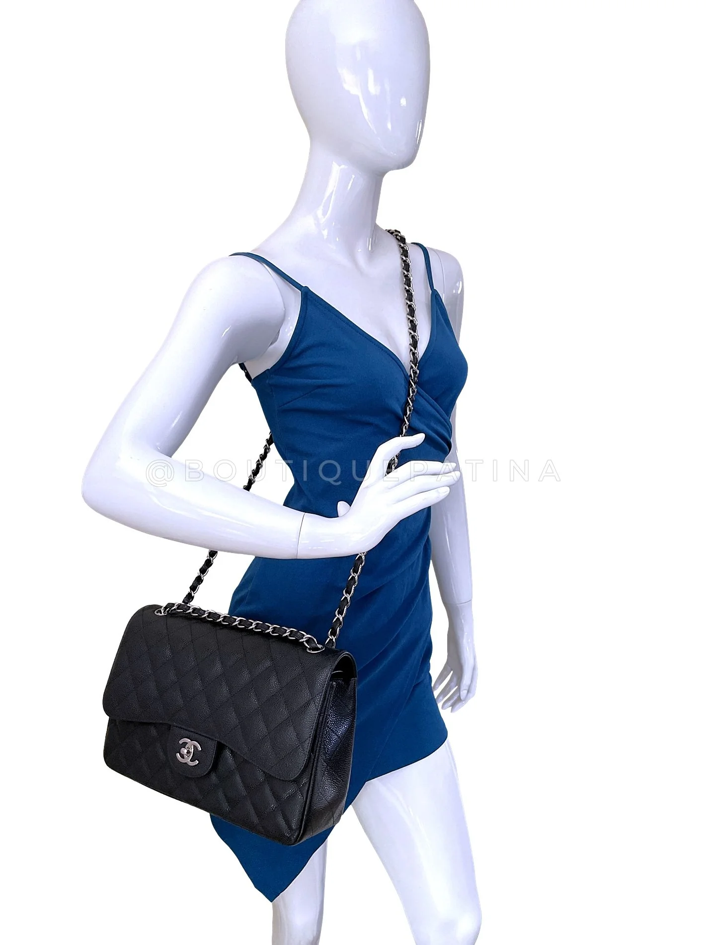 Chanel Black Caviar Jumbo Double Flap Bag SHW Classic GXC - Image 15