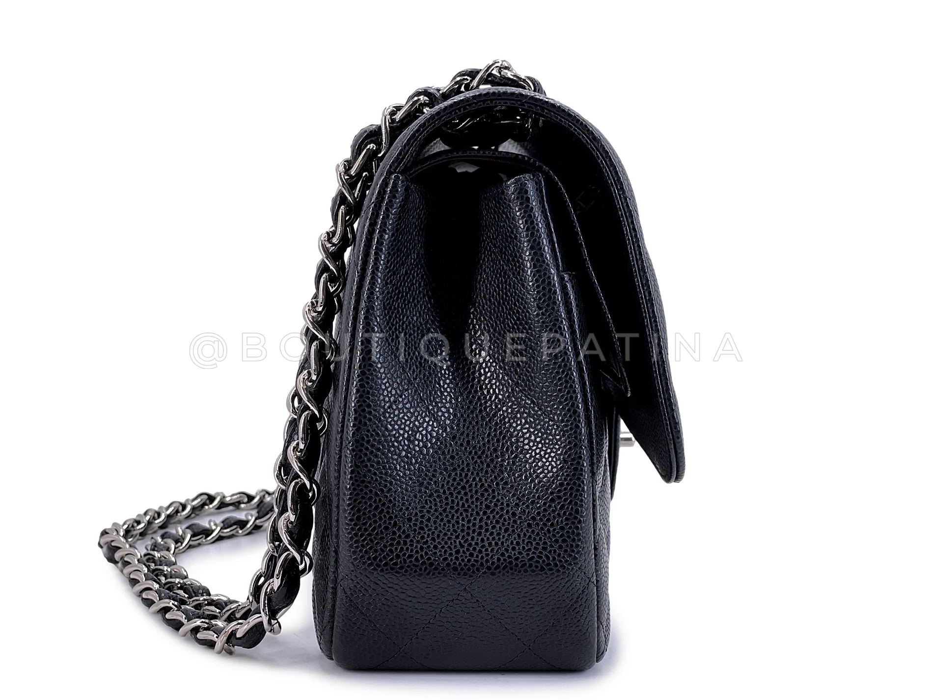 Chanel Black Caviar Jumbo Double Flap Bag SHW Classic GXC - Image 4