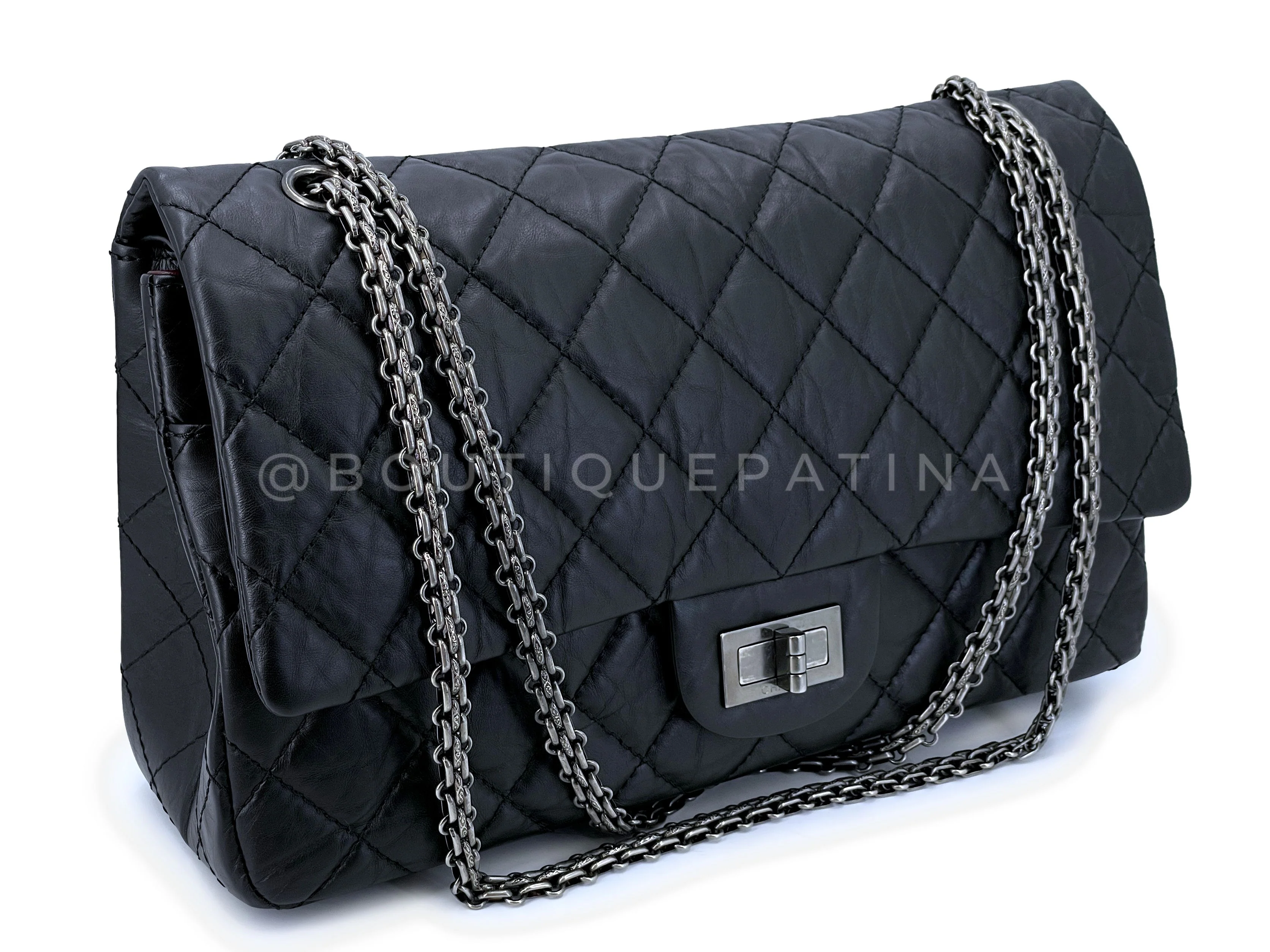 Chanel Black Reissue Flap Bag 2.55 Pristine Aged Calfskin Large 227 RHW P3L - Image 2