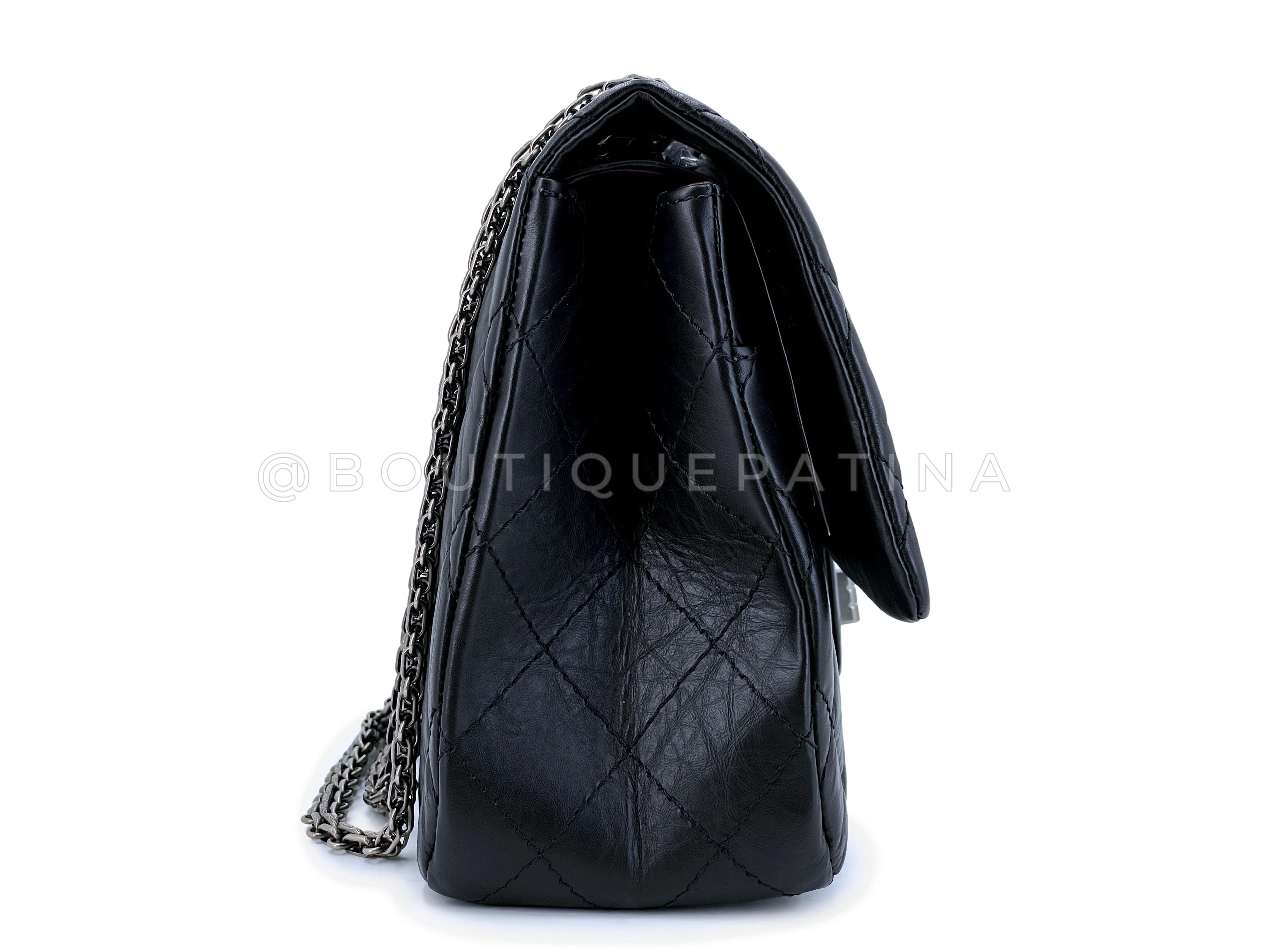 Chanel Black Reissue Flap Bag 2.55 Pristine Aged Calfskin Large 227 RHW P3L - Image 4