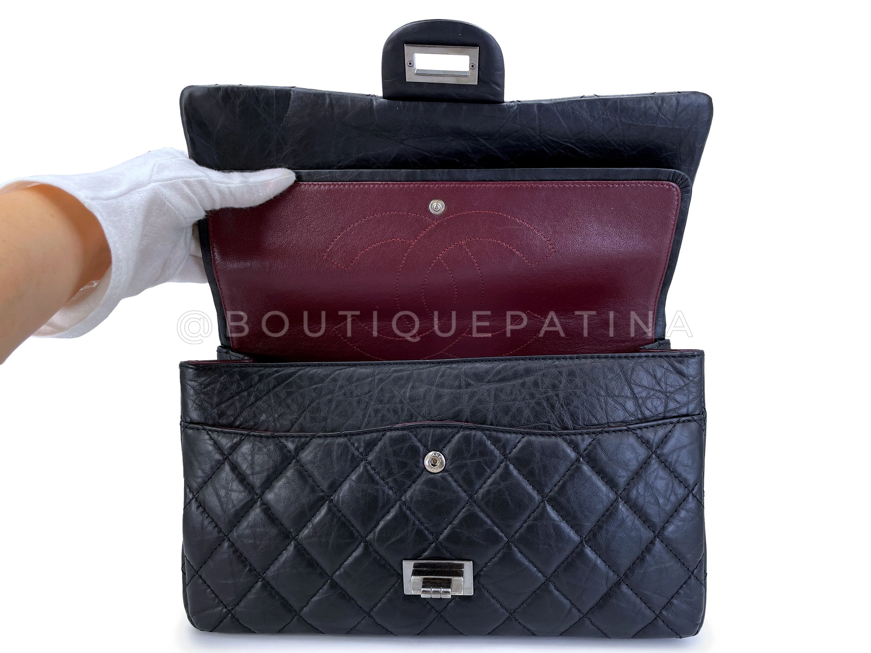Chanel Black Reissue Flap Bag 2.55 Pristine Aged Calfskin Large 227 RHW P3L - Image 7
