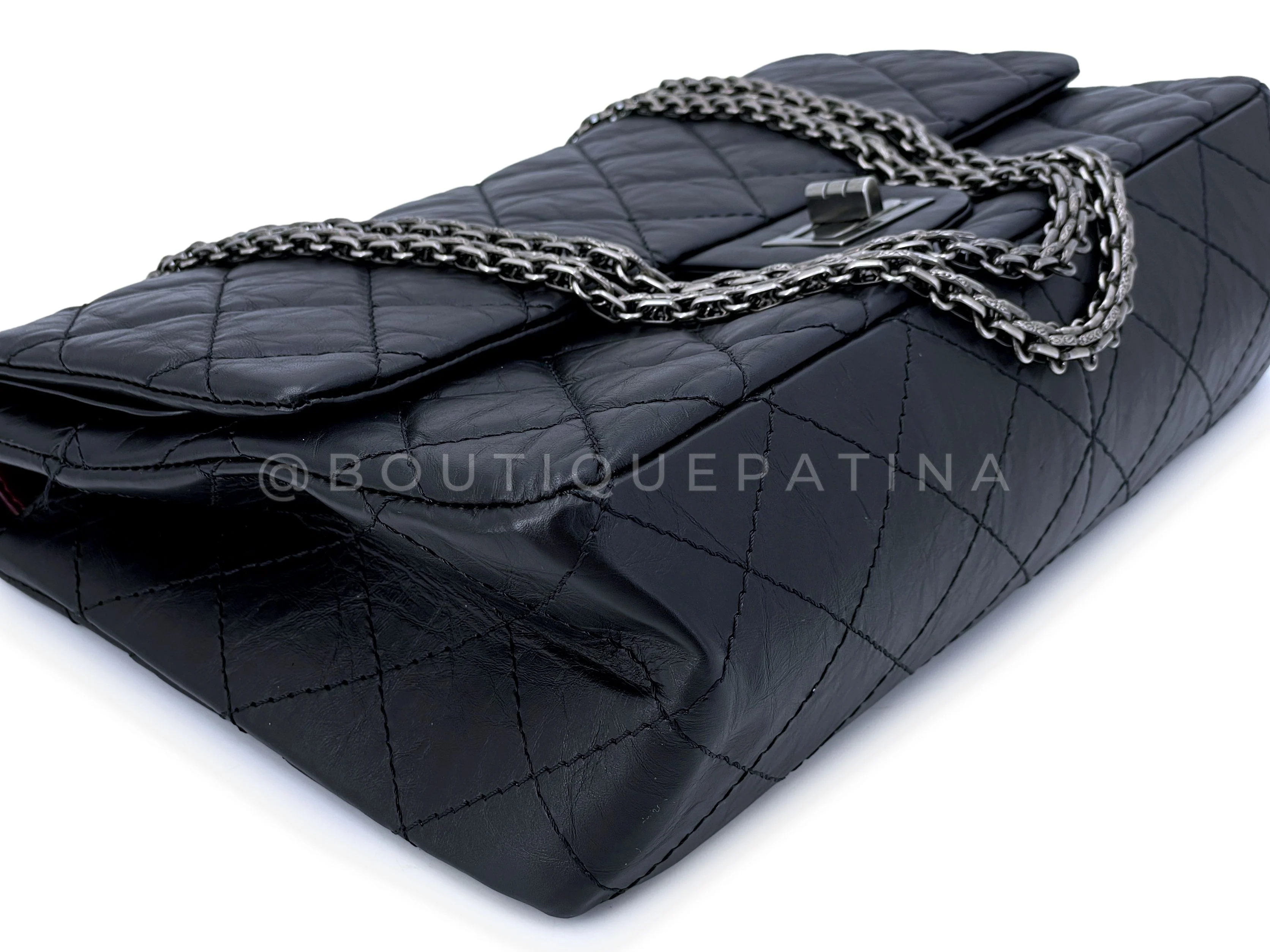 Chanel Black Reissue Flap Bag 2.55 Pristine Aged Calfskin Large 227 RHW P3L - Image 9