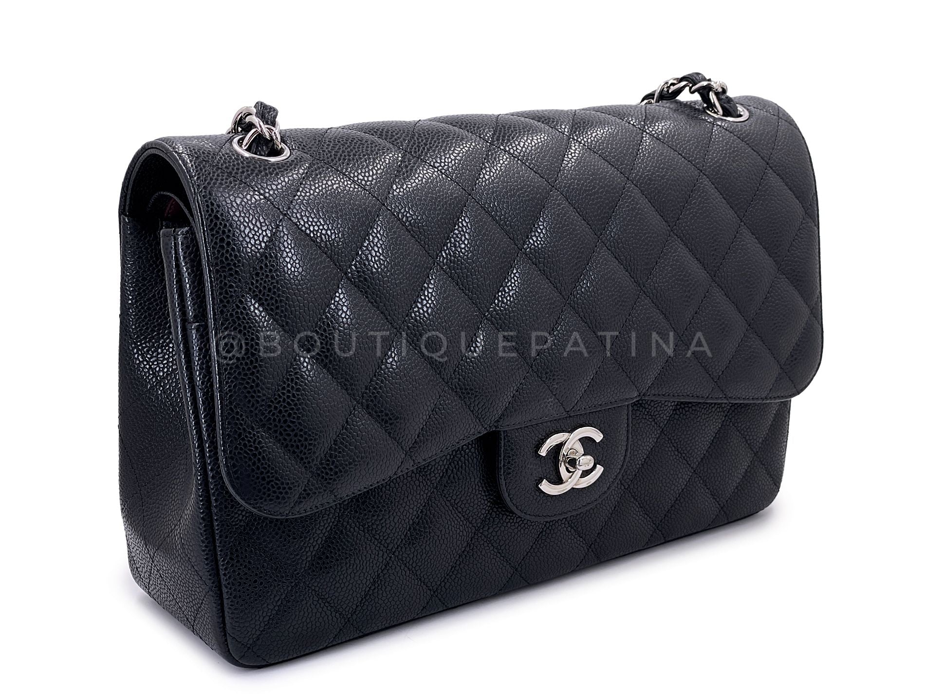 Chanel 2011 Black Caviar Jumbo Classic Double Flap Bag SHW GXC - Image 3