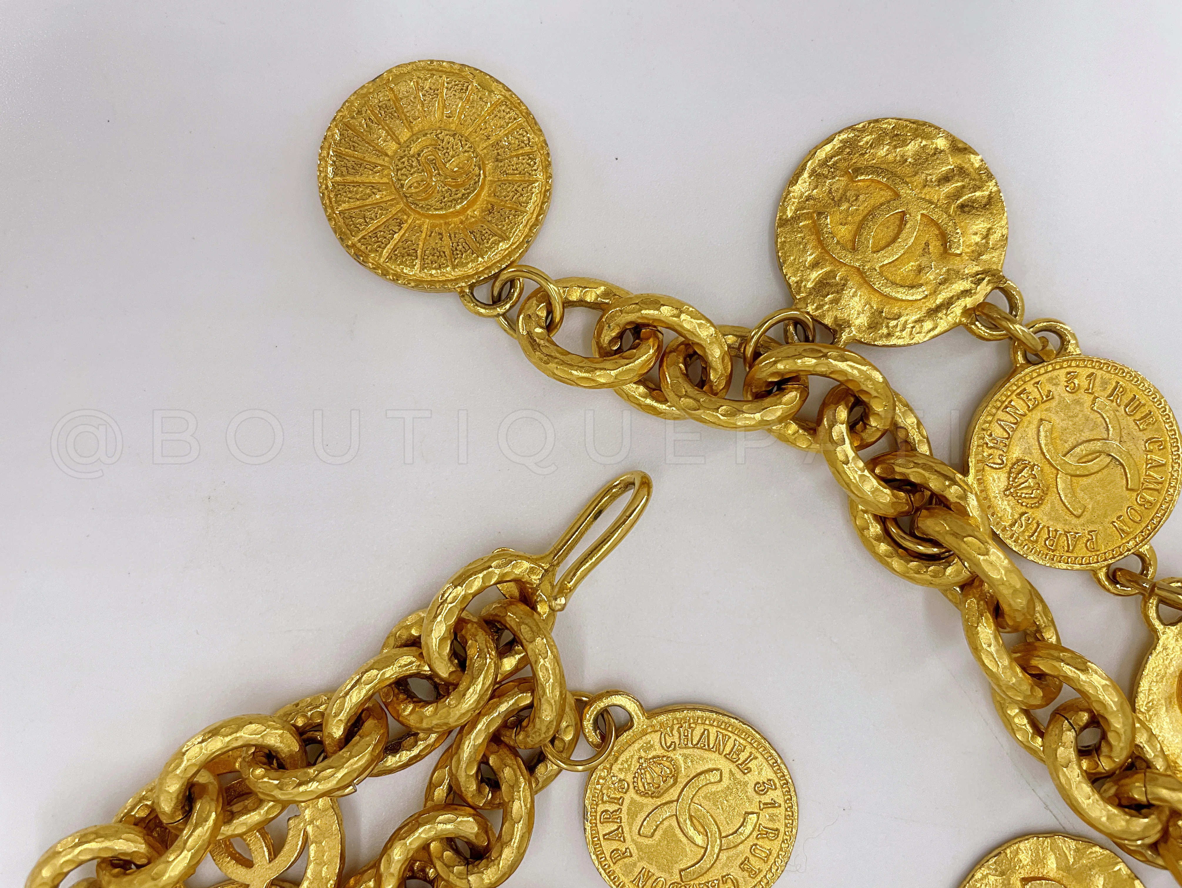 Rare Chanel Vintage 93C Coin and Cutout Three-Strand Belt Necklace - Image 3