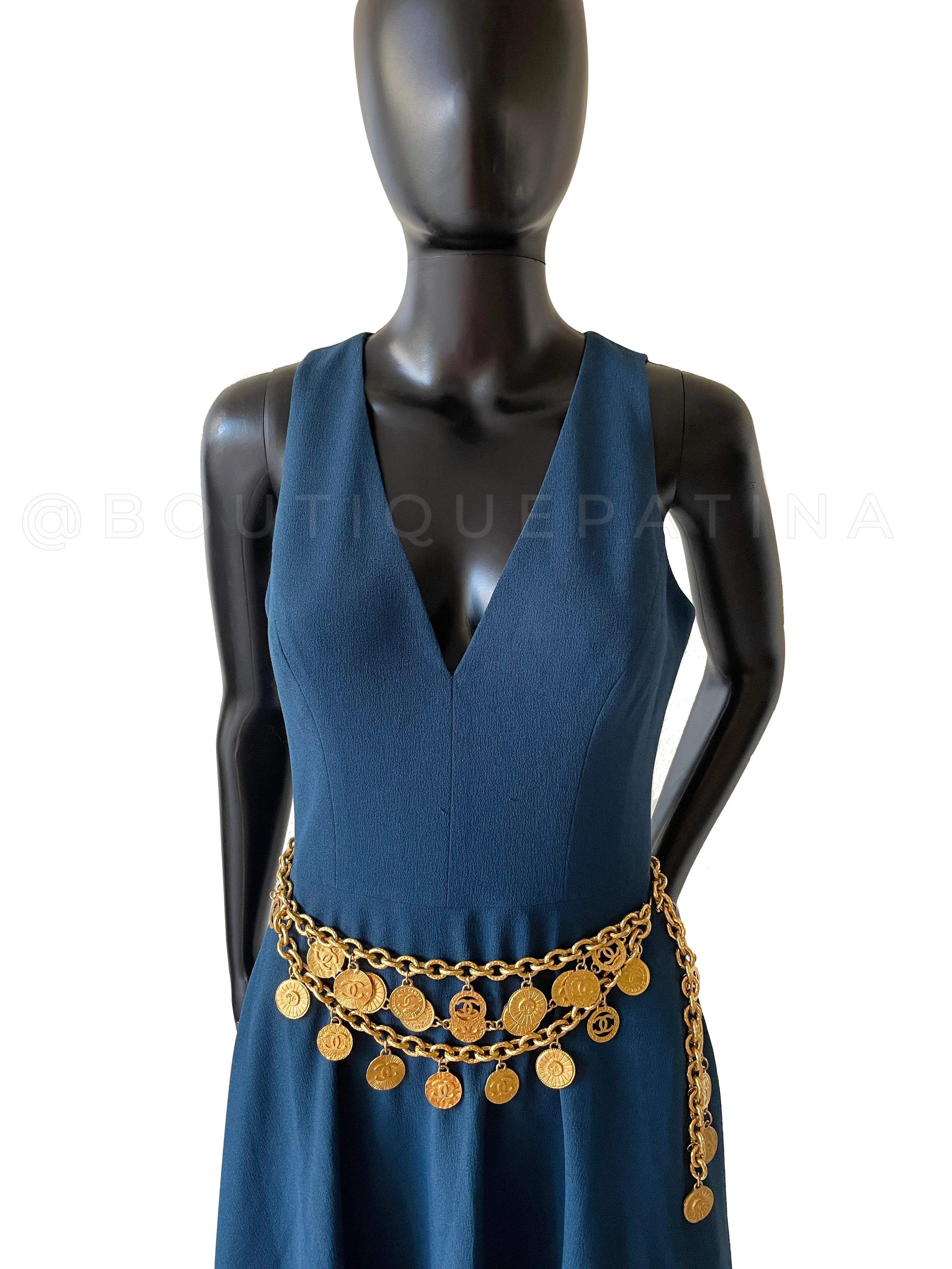 Rare Chanel Vintage 93C Coin and Cutout Three-Strand Belt Necklace - Image 5