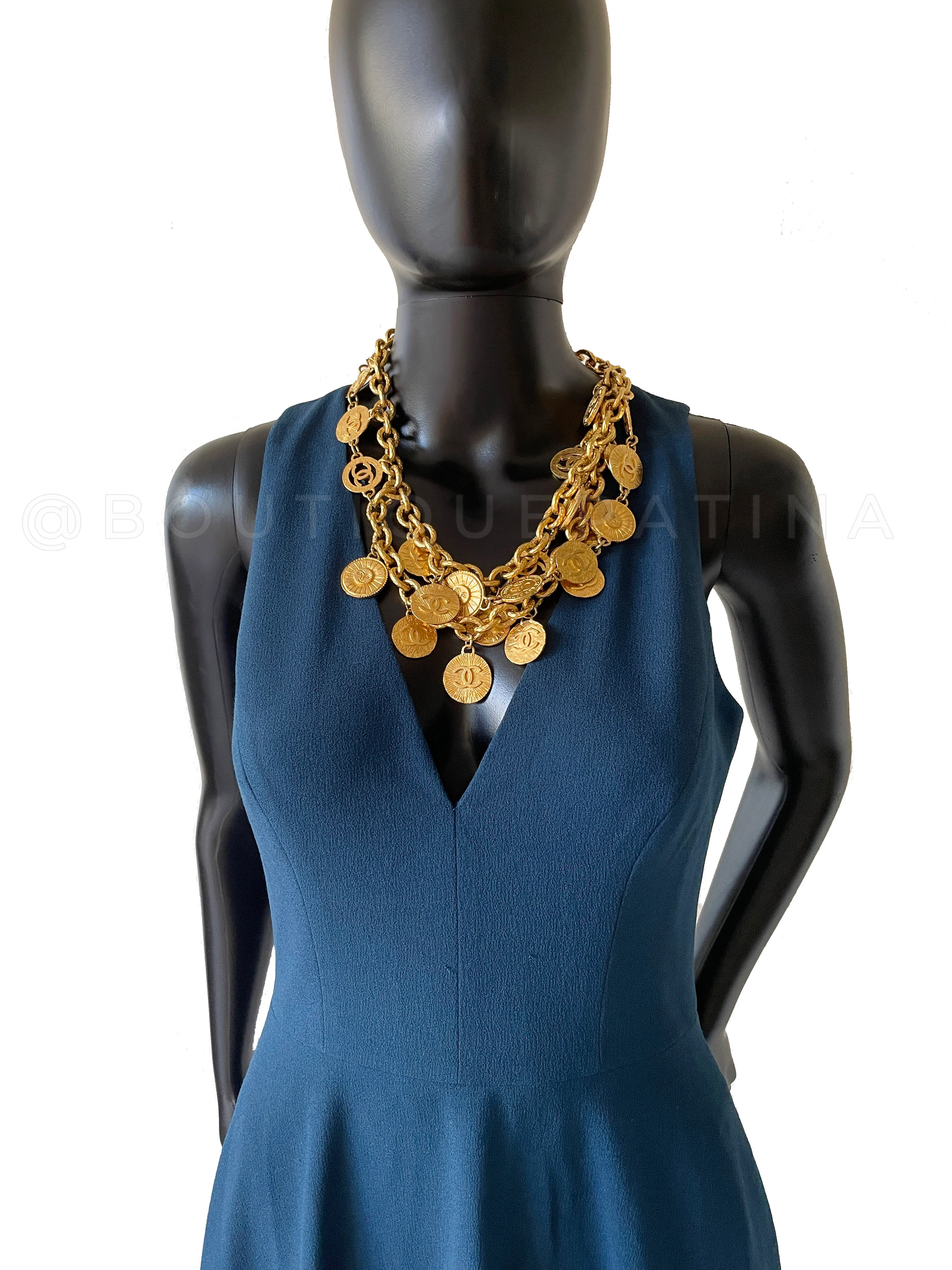 Rare Chanel Vintage 93C Coin and Cutout Three-Strand Belt Necklace - Image 8