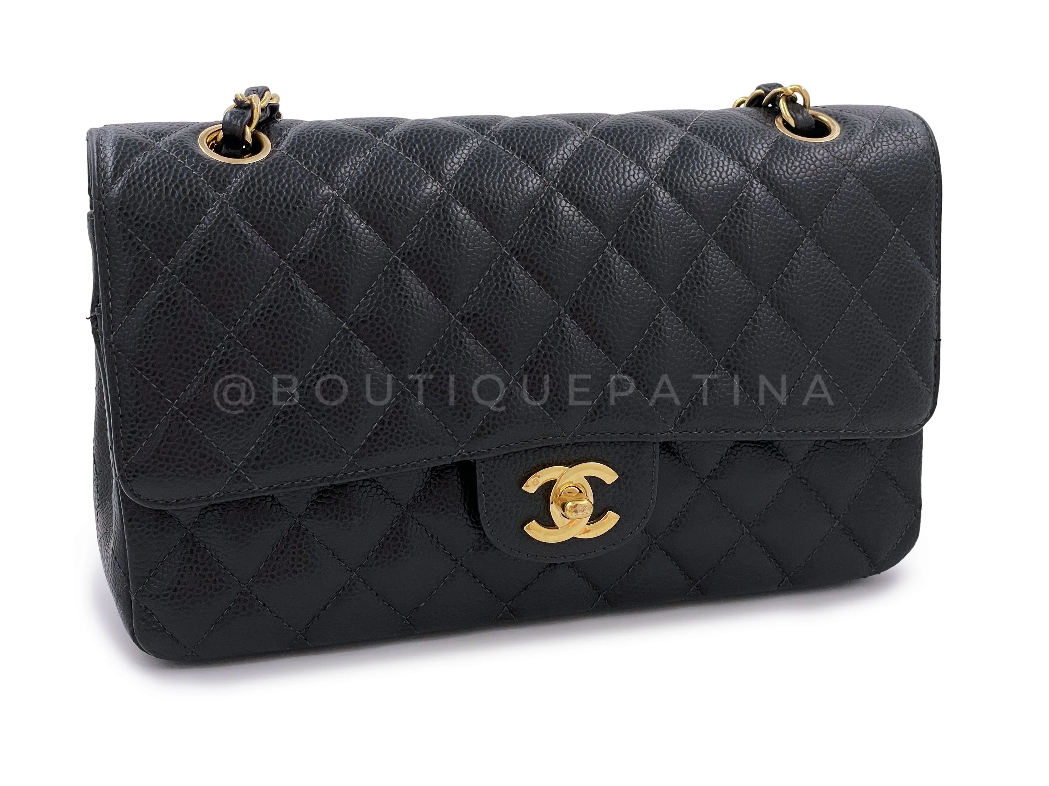 Chanel 2004 Vintage Black Caviar Medium Classic Double Flap Bag Vintage 24k GHW - Image 3