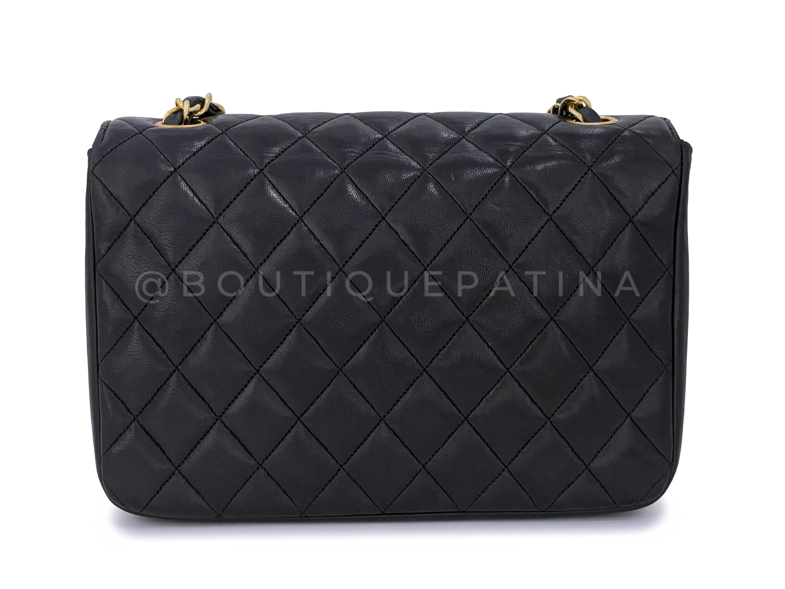 Chanel 1988 Vintage Black Curved Shoulder Flap Bag 24k GHW - Image 5