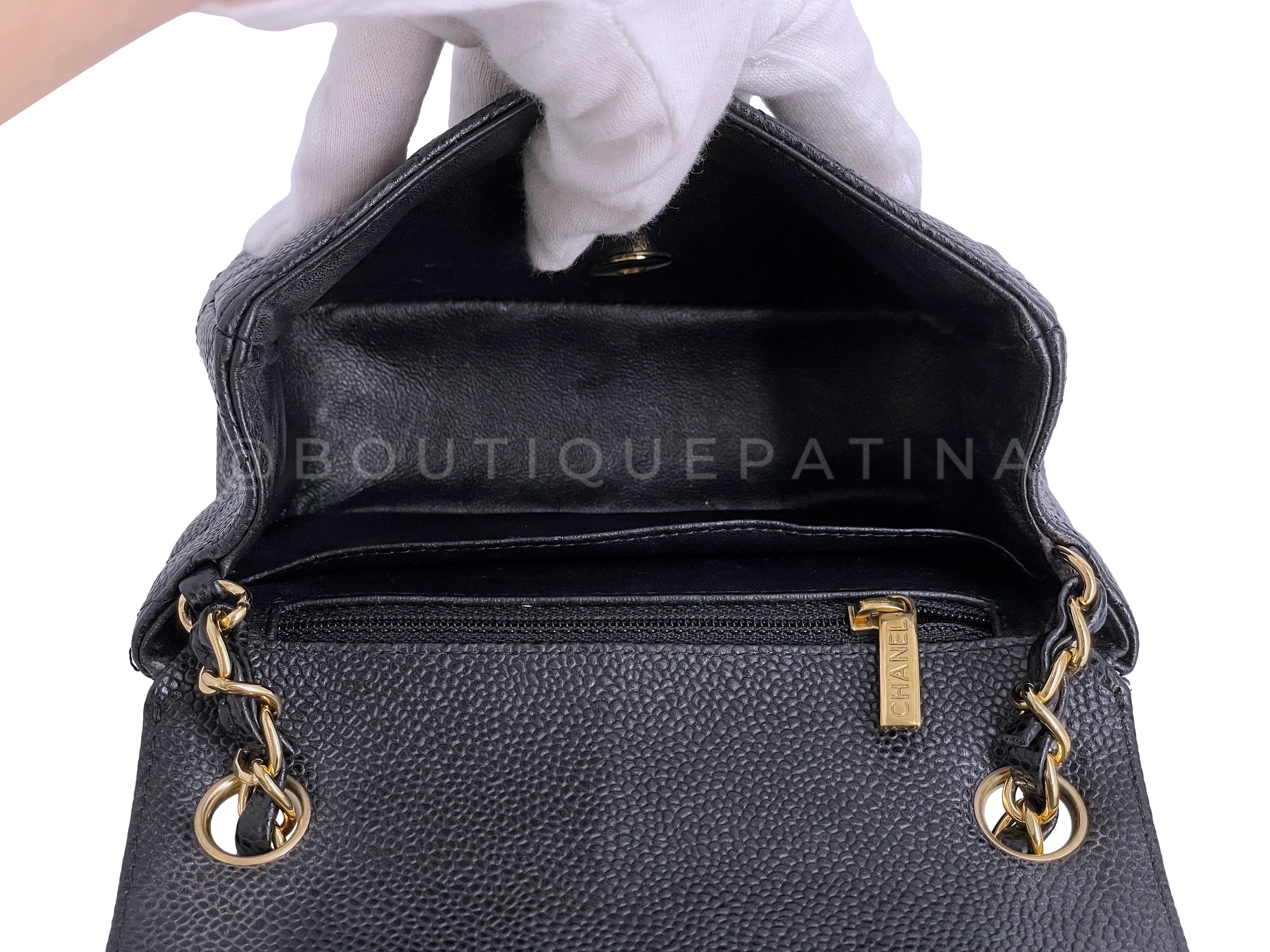 Chanel Black Caviar Square Classic Mini Flap Bag GHW DYU - Image 10