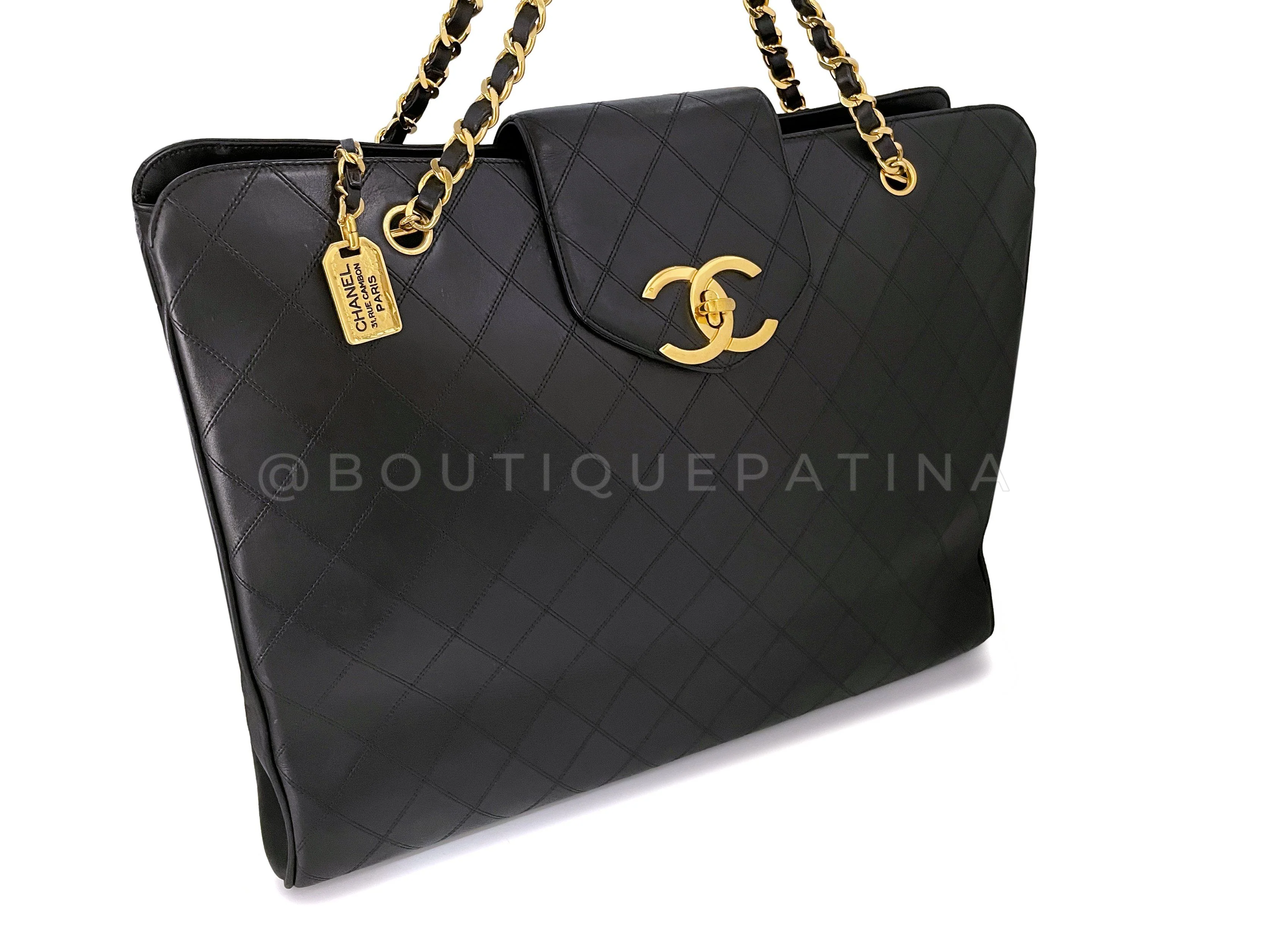 Chanel Vintage Black Quilted Supermodel XL Weekender Tote Bag 24k GHW WR2 - Image 3