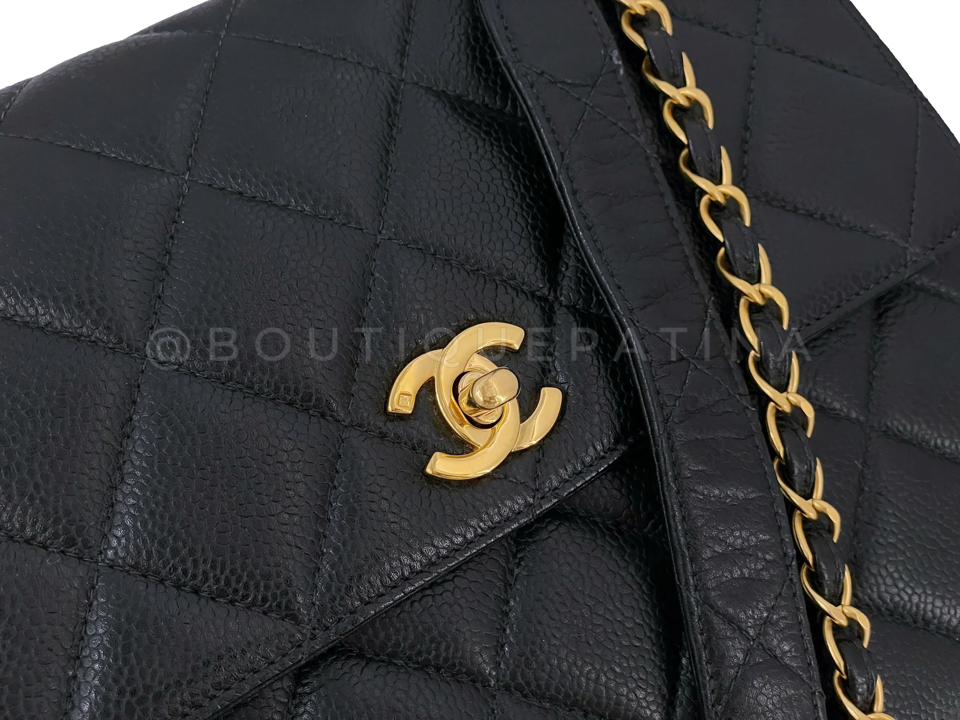 Chanel 1996 Vintage Caviar Square Crossbody Flap Bag 24k GHW - Image 8