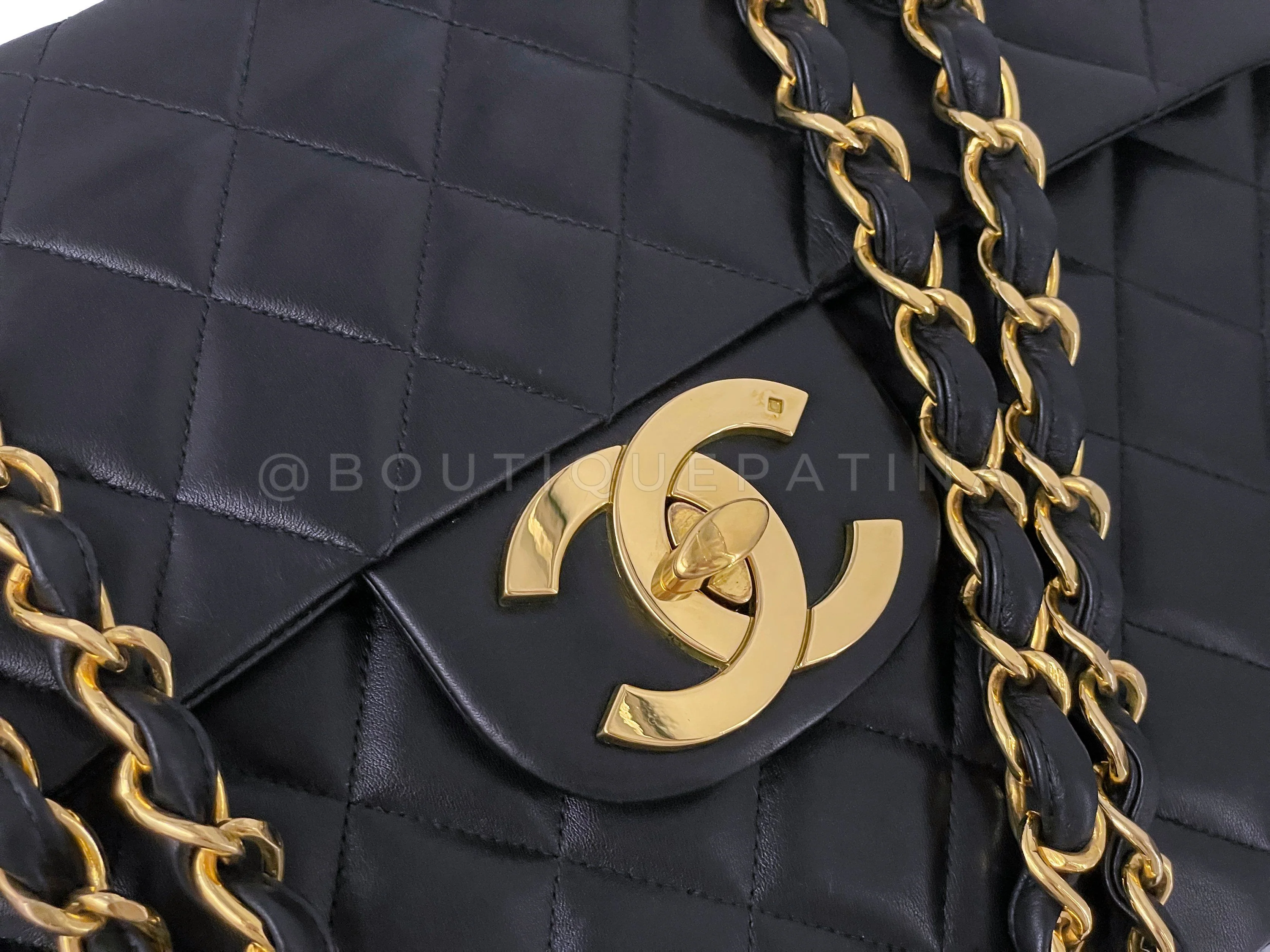 Chanel 1994 Vintage Black Maxi Classic Flap Bag 24k GHW FTD - Image 8