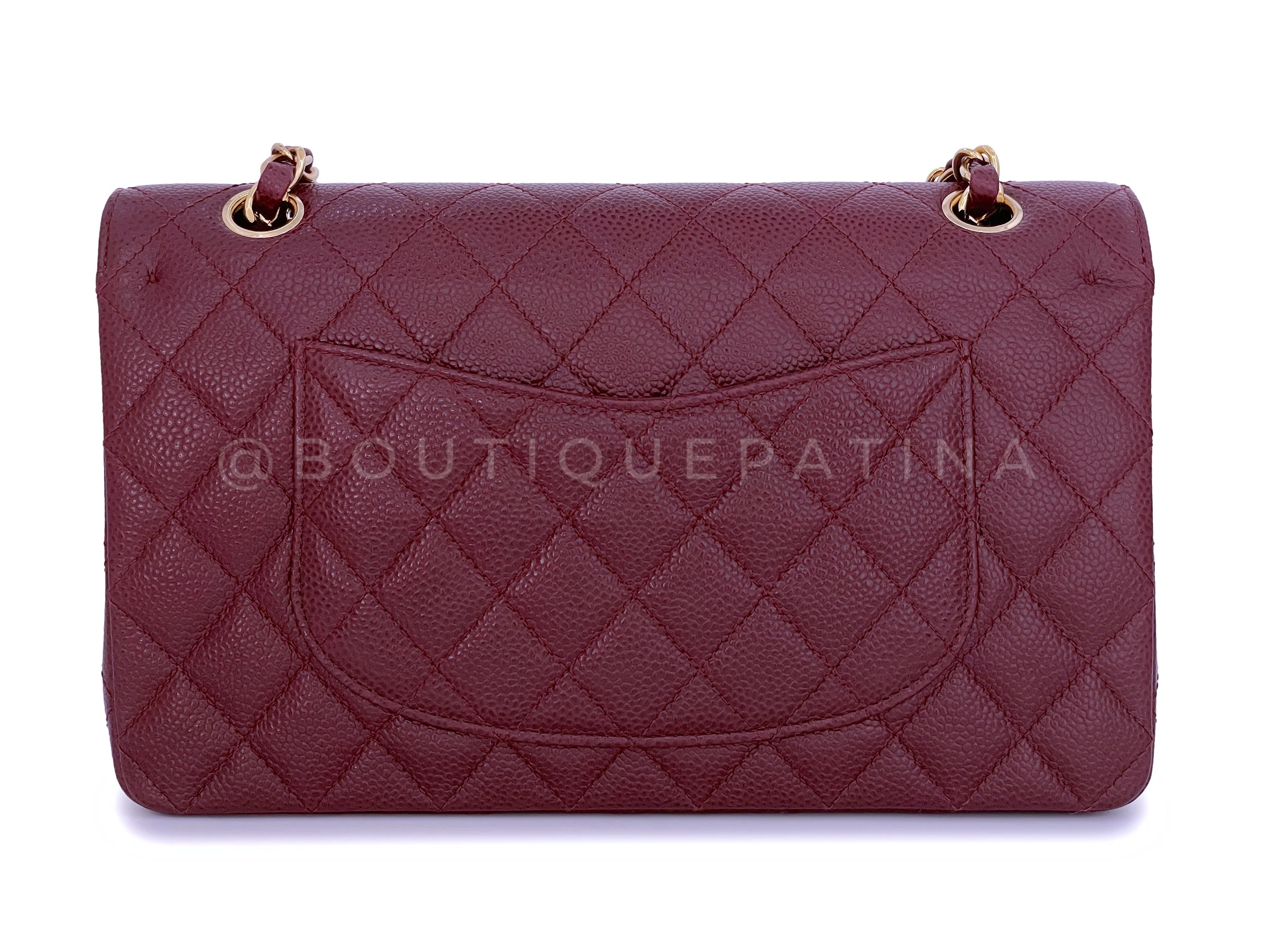 Chanel 02A Vintage Burgundy Wine Red Caviar Medium Classic Double Flap Bag 24k GHW 2EM - Image 5