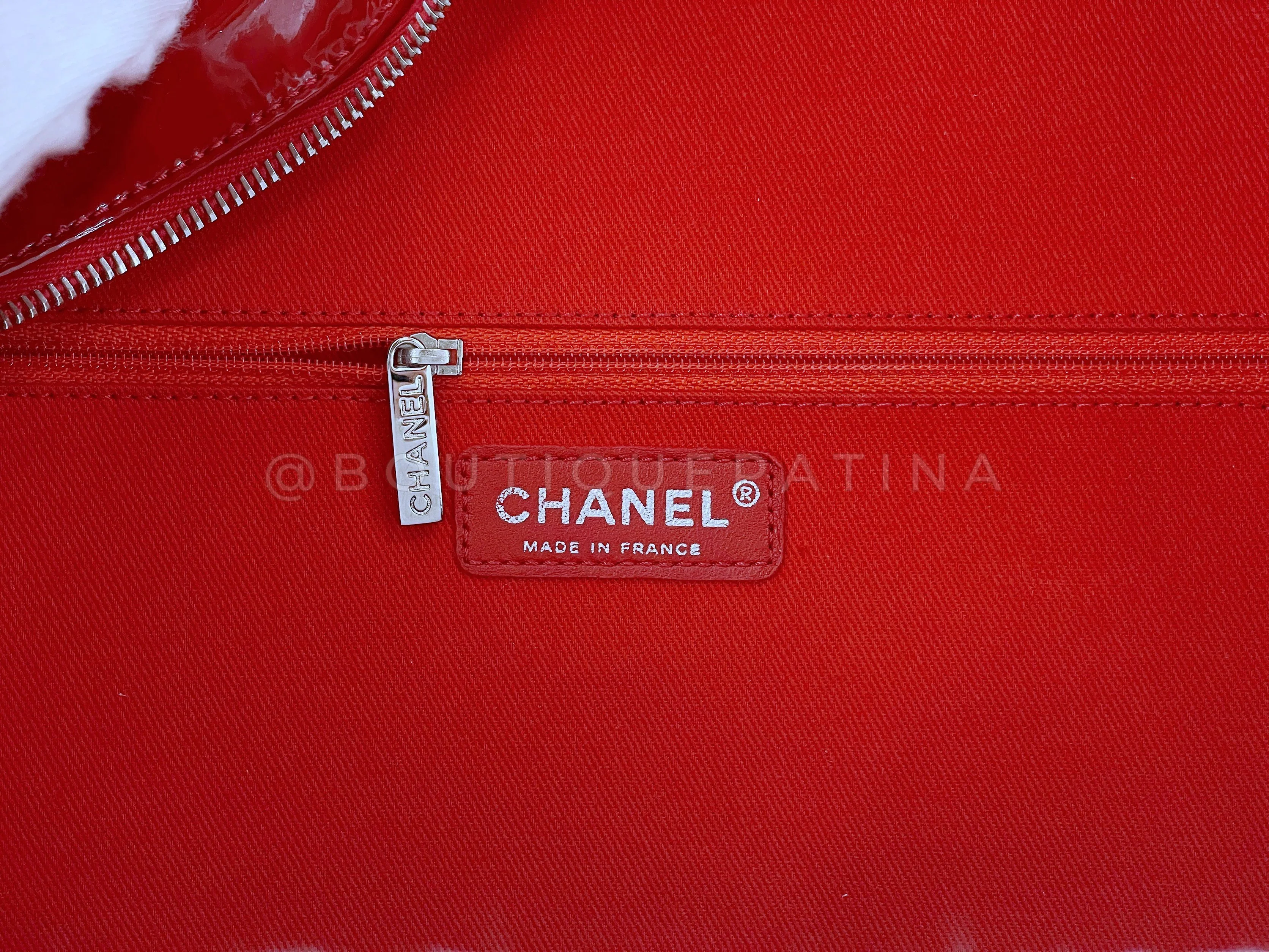 Chanel Red Luxury Giant XL Brilliant CC Patent Luggage Shopper Tote Bag - Image 10