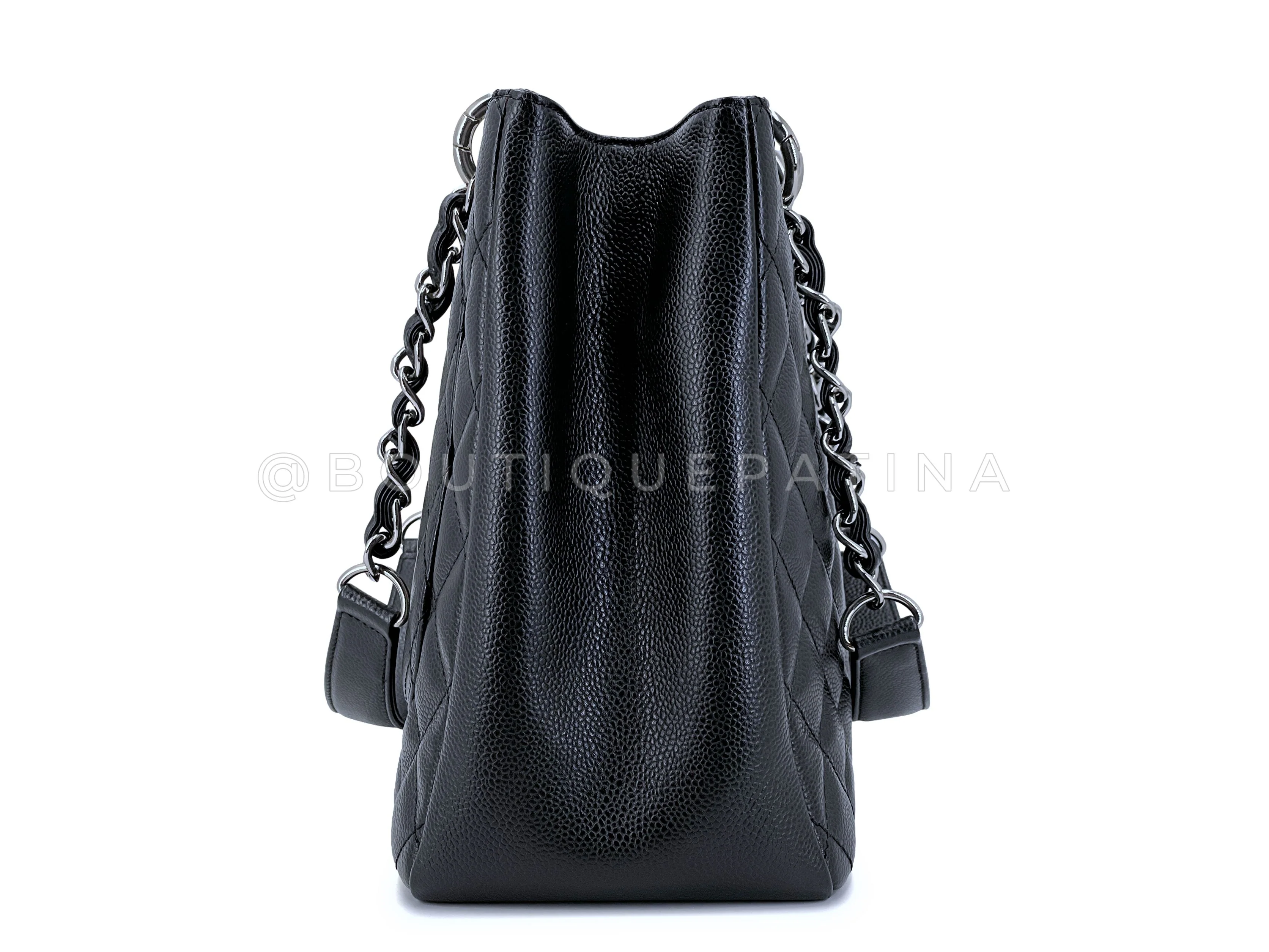 Chanel Black Caviar Grand Shopper Tote GST Bag SHW - Image 4