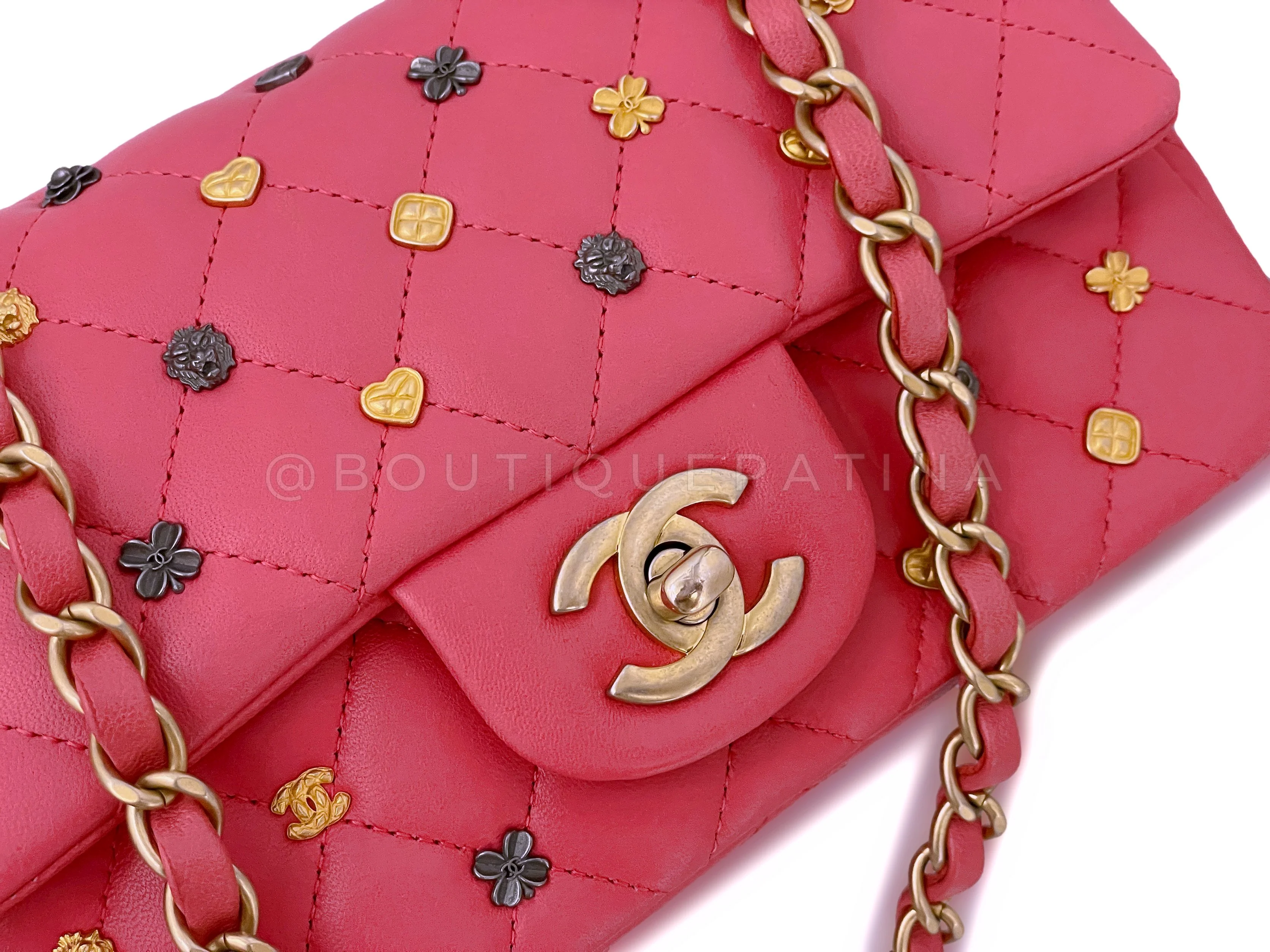 Chanel Dark Pink Lucky Charms Rectangular Mini Flap Bag GHW - Image 7