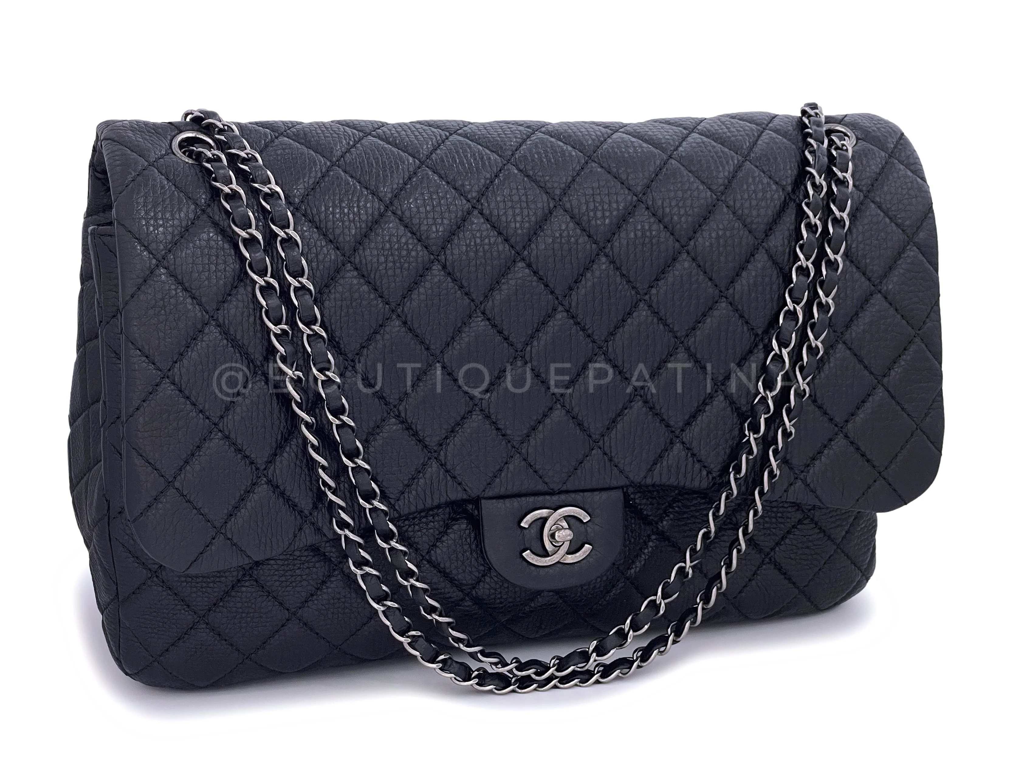 Chanel Black XXL Airline Travel Giant Flap Bag RHW - Image 2