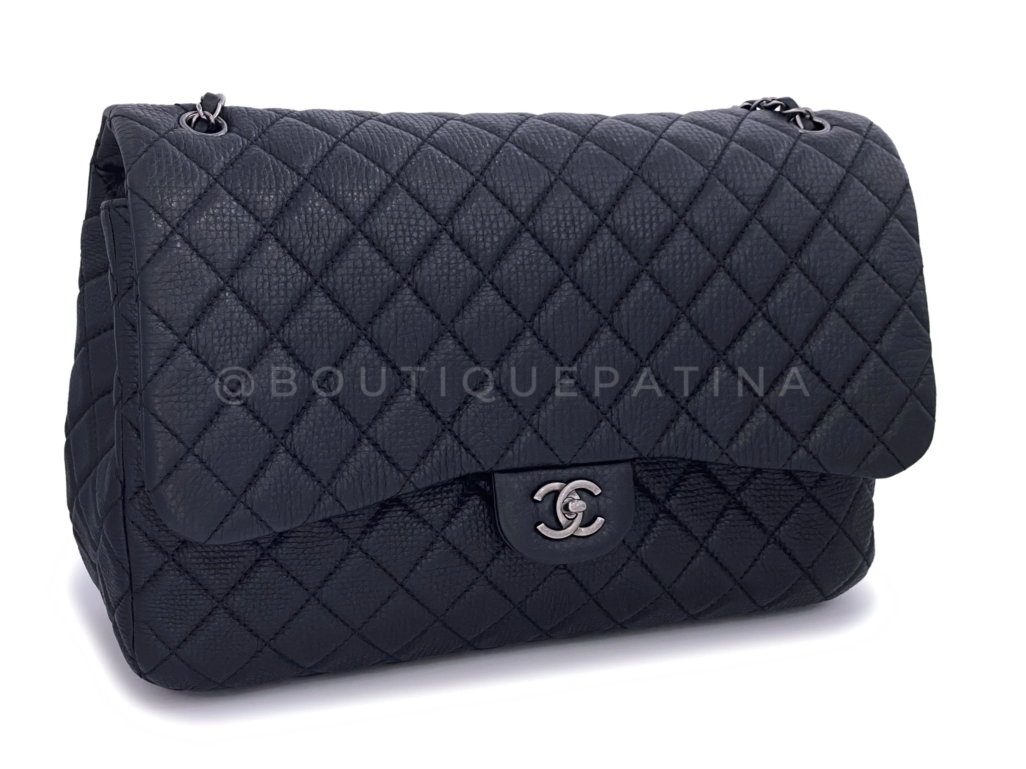 Chanel Black XXL Airline Travel Giant Flap Bag RHW - Image 3