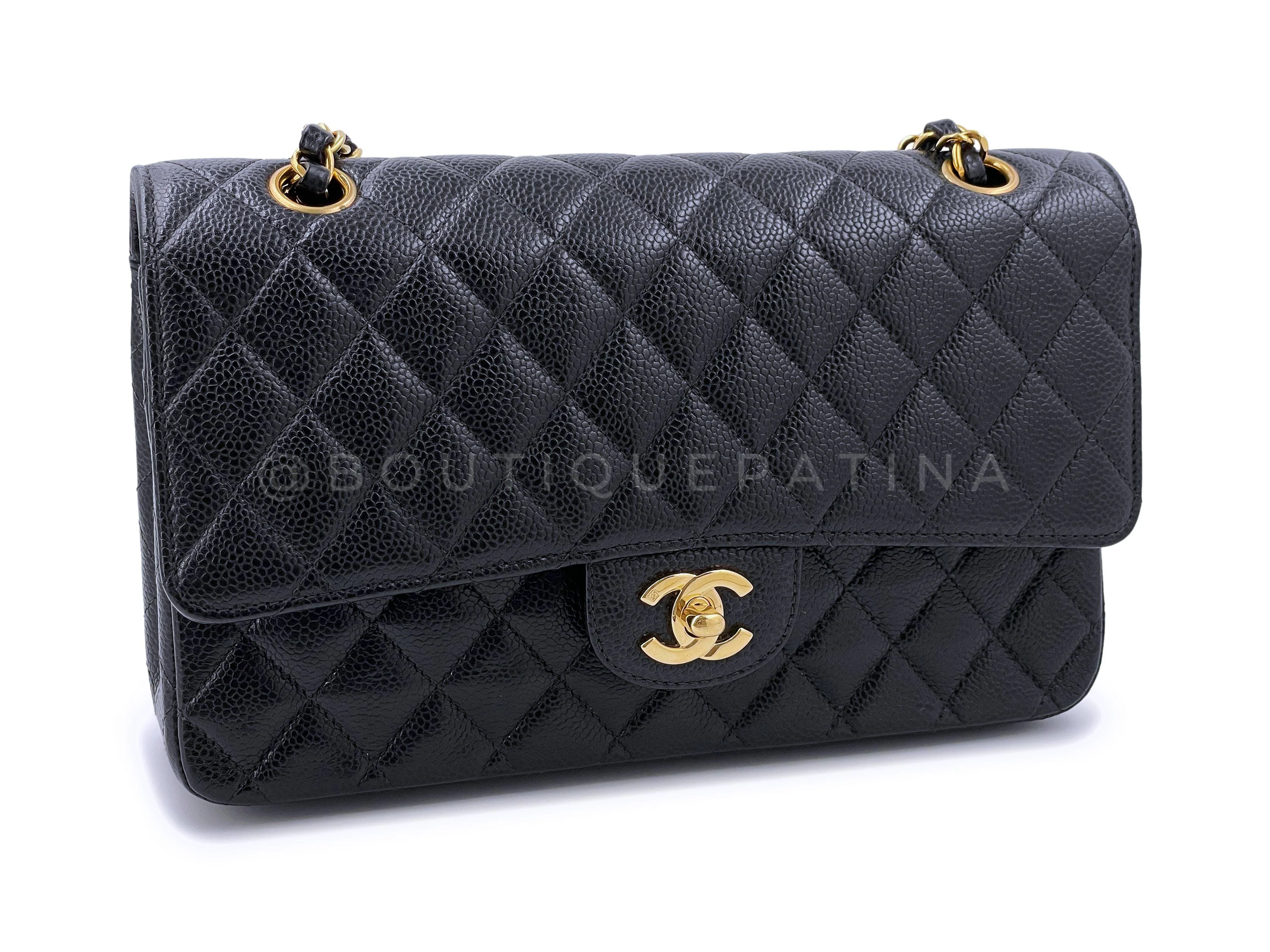 Chanel 2002 Vintage Black Caviar Medium Classic Double Flap Bag 24k GHW - Image 3