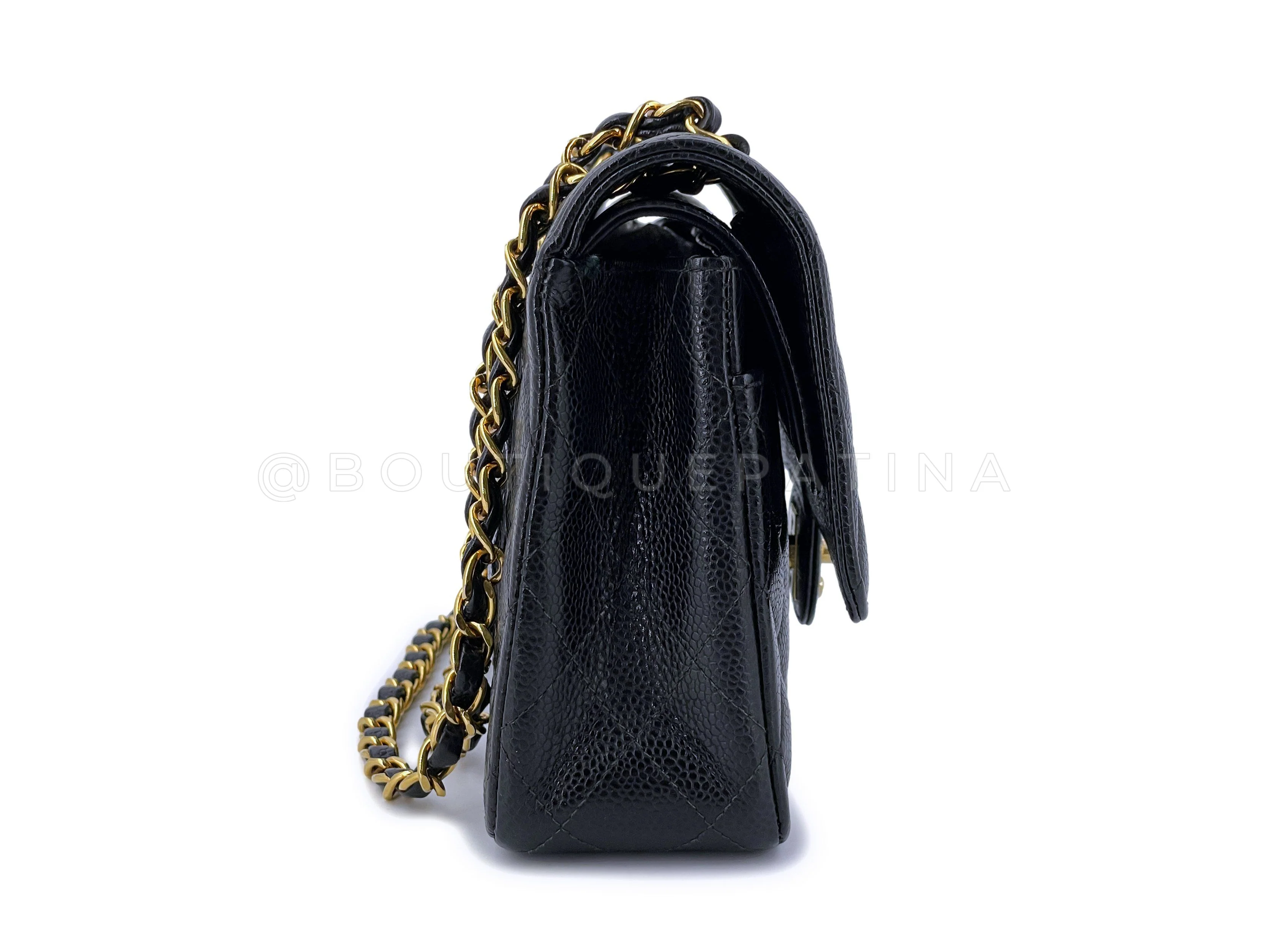 Chanel 2002 Vintage Black Caviar Medium Classic Double Flap Bag 24k GHW - Image 4