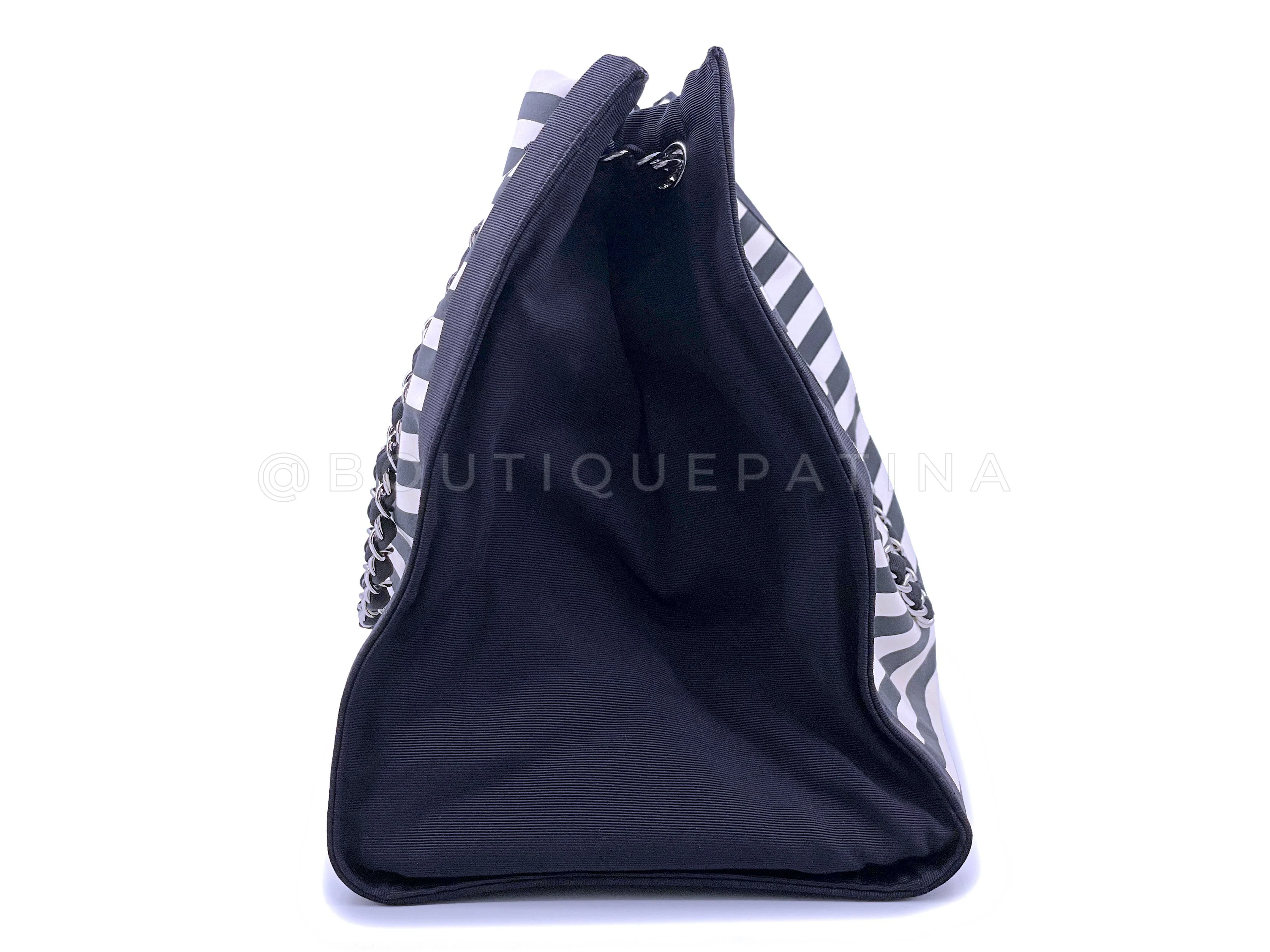 Chanel Navy White Striped Sailor Cruise Shopper Tote Bag SHW - Image 4