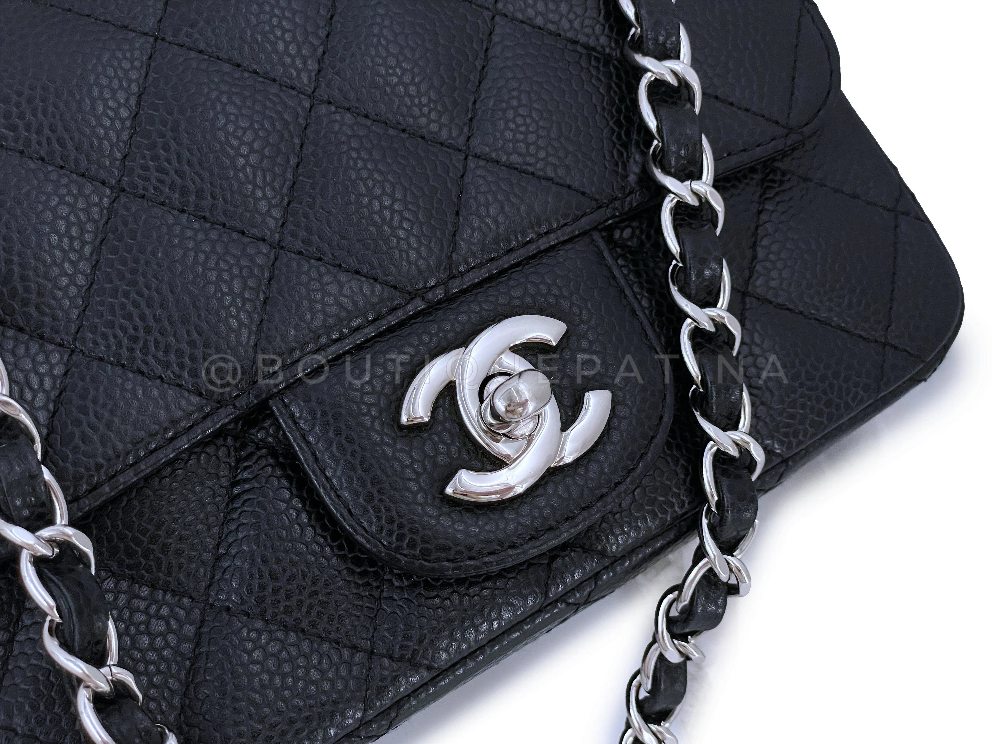 Chanel Black Caviar Square Mini Flap Bag SHW - Image 7