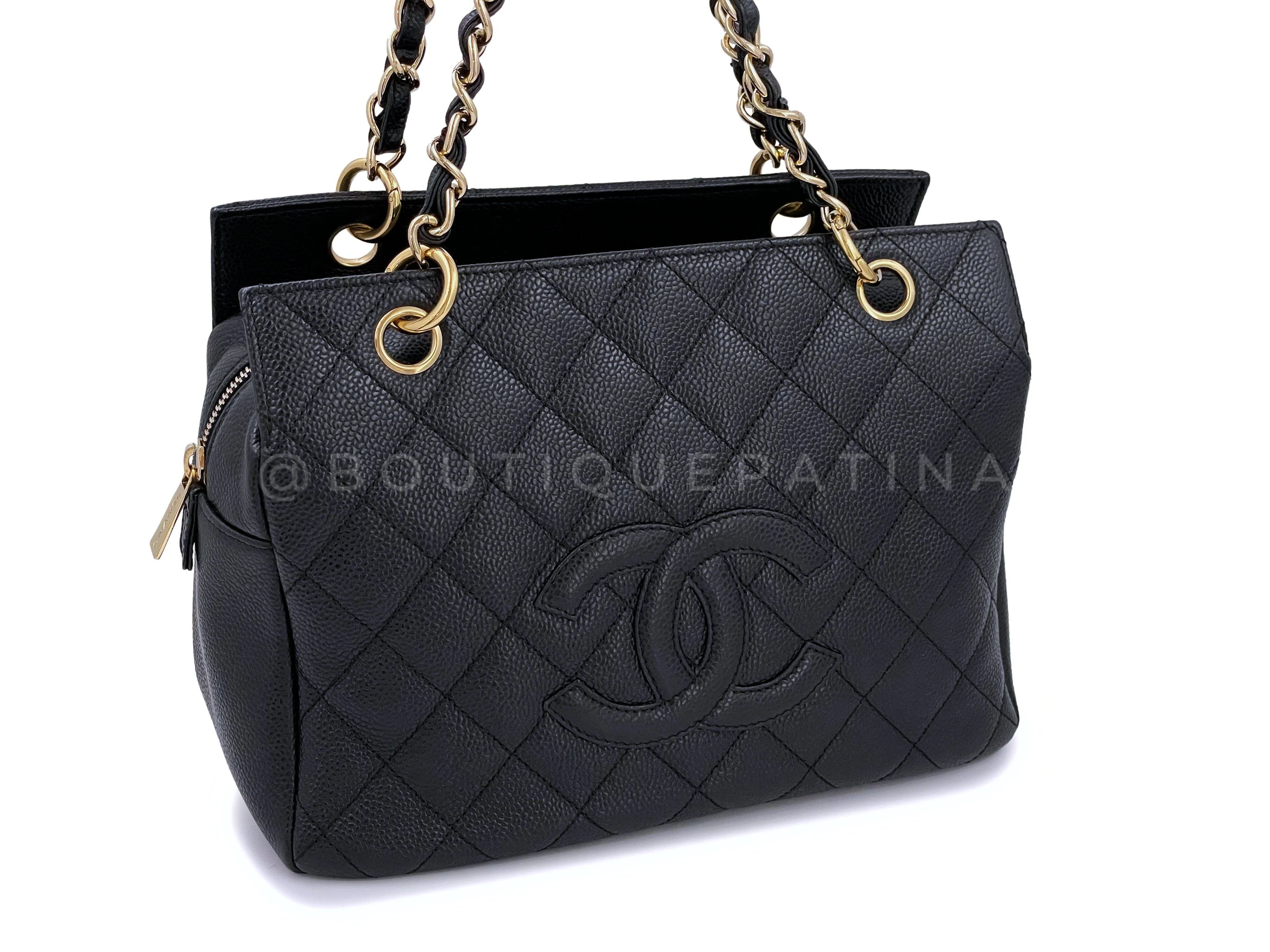 Chanel 2007 Vintage Caviar Petite Timeless Shopper Tote PTT Bag Black GHW - Image 4