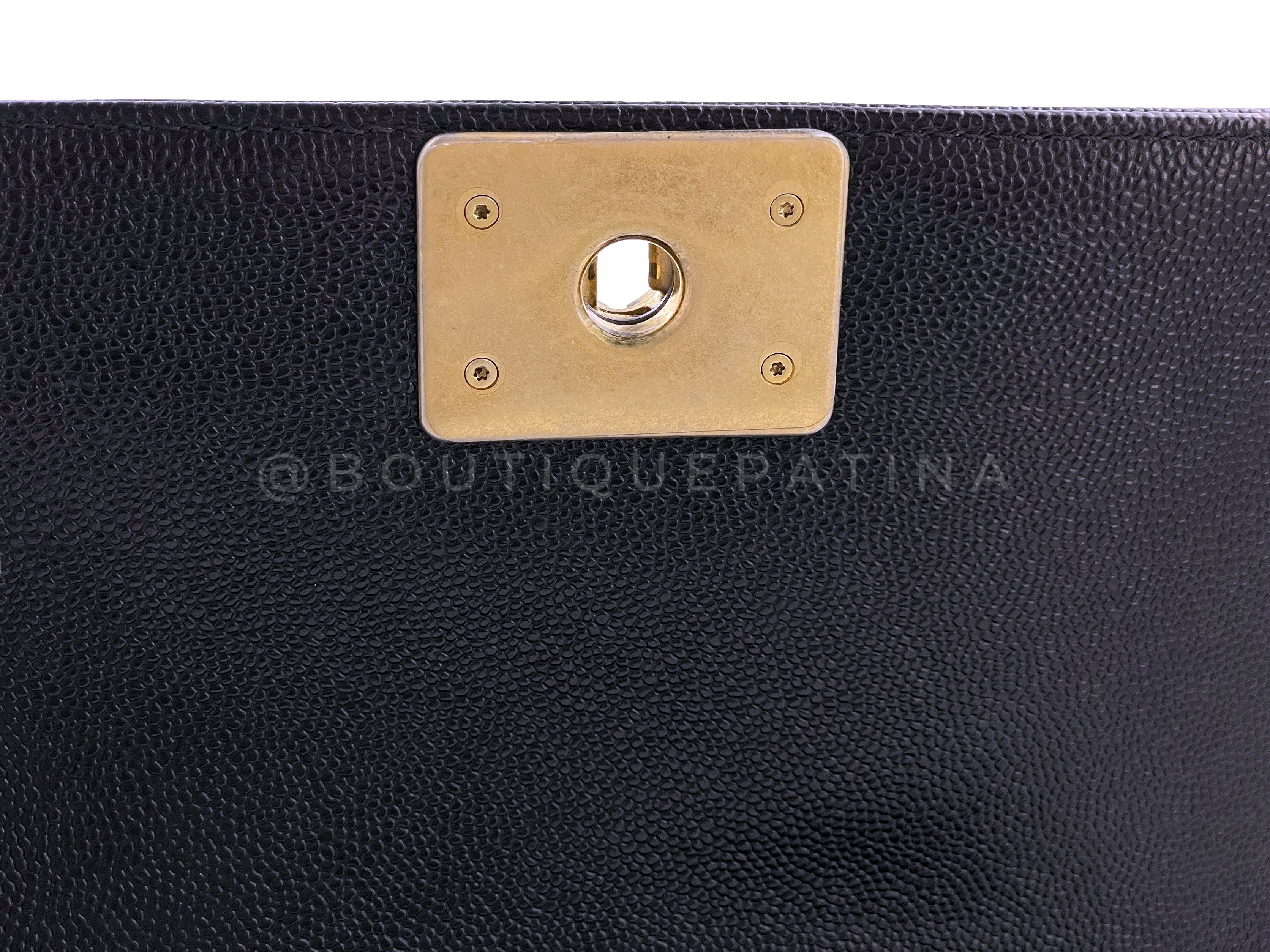 Chanel Black Caviar Chevron Small Boy Flap Bag GHW - Image 11