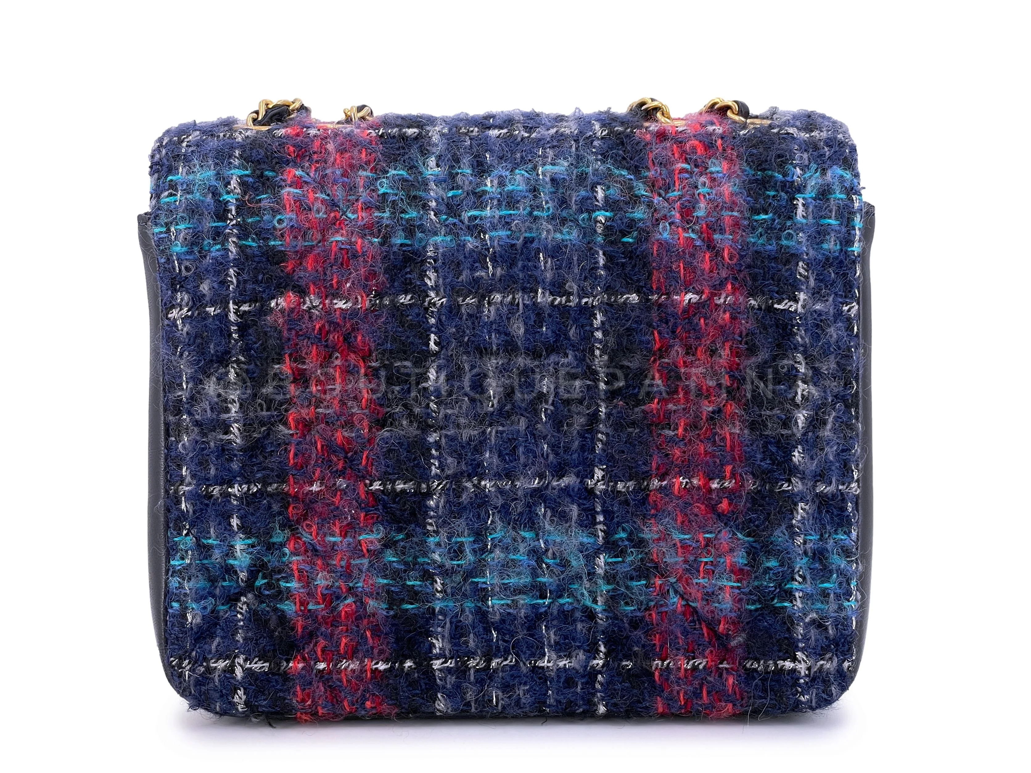 Chanel Purple Tweed Tall Mini Crossbody Two Flap Bag GHW - Image 5
