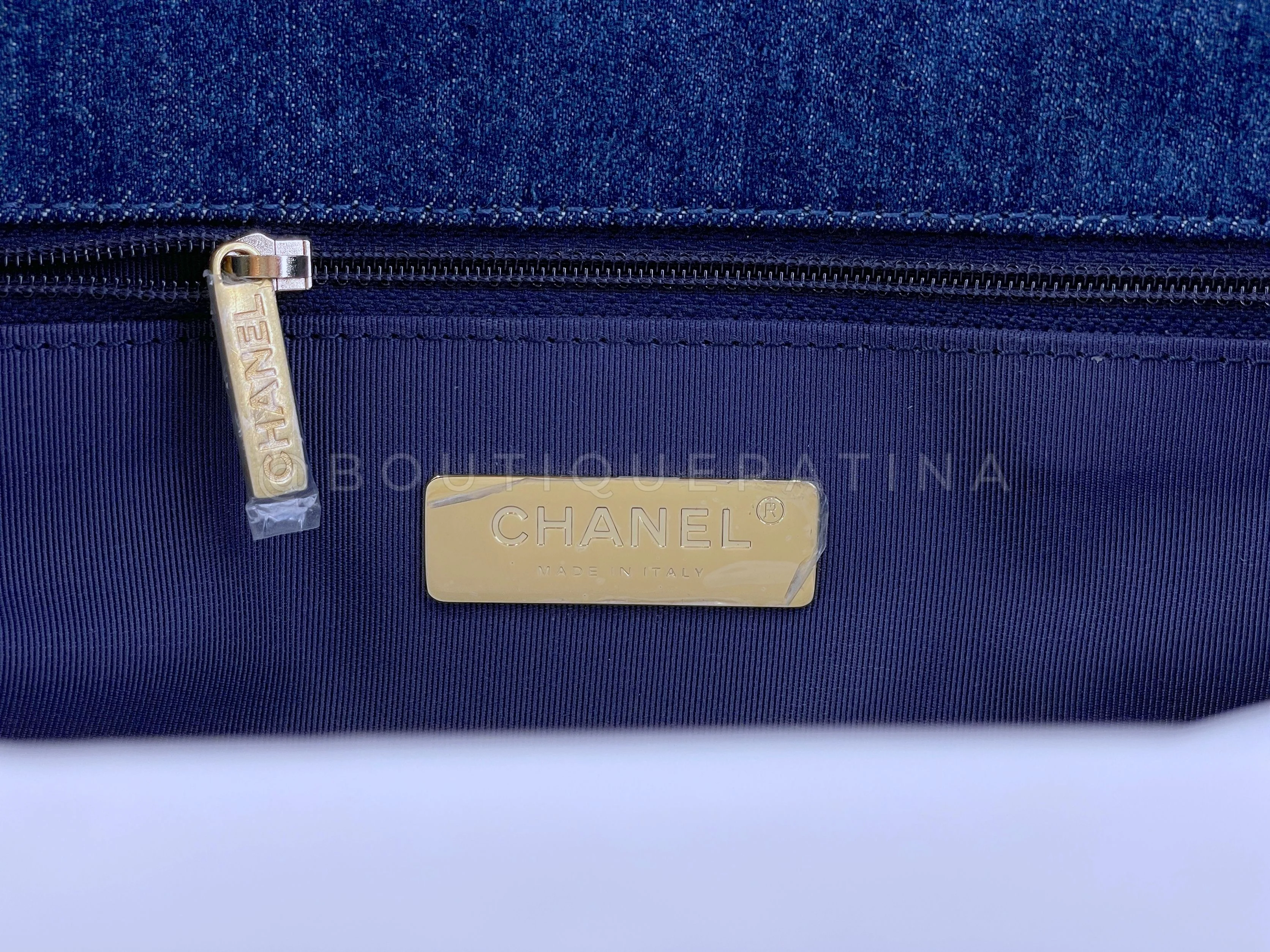 Chanel 19 Washed Blue Denim Large Flap Bag GHW - Image 12