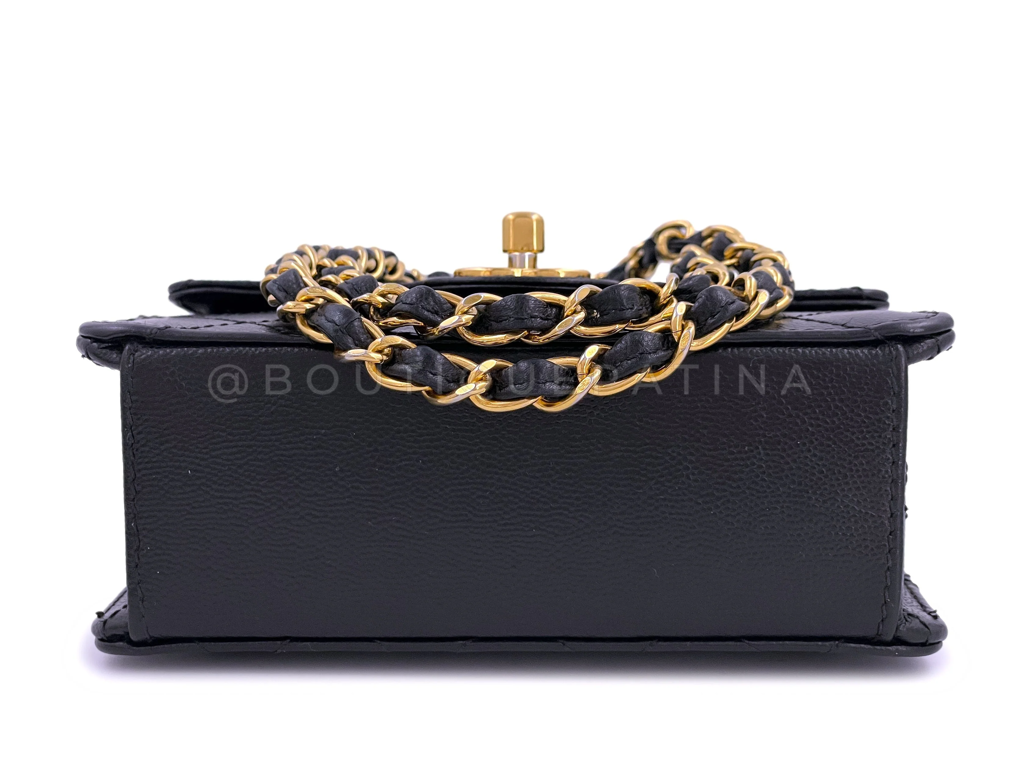 Chanel 1997 Vintage Black Caviar Square Mini Flap Bag 24k GHW - Image 6