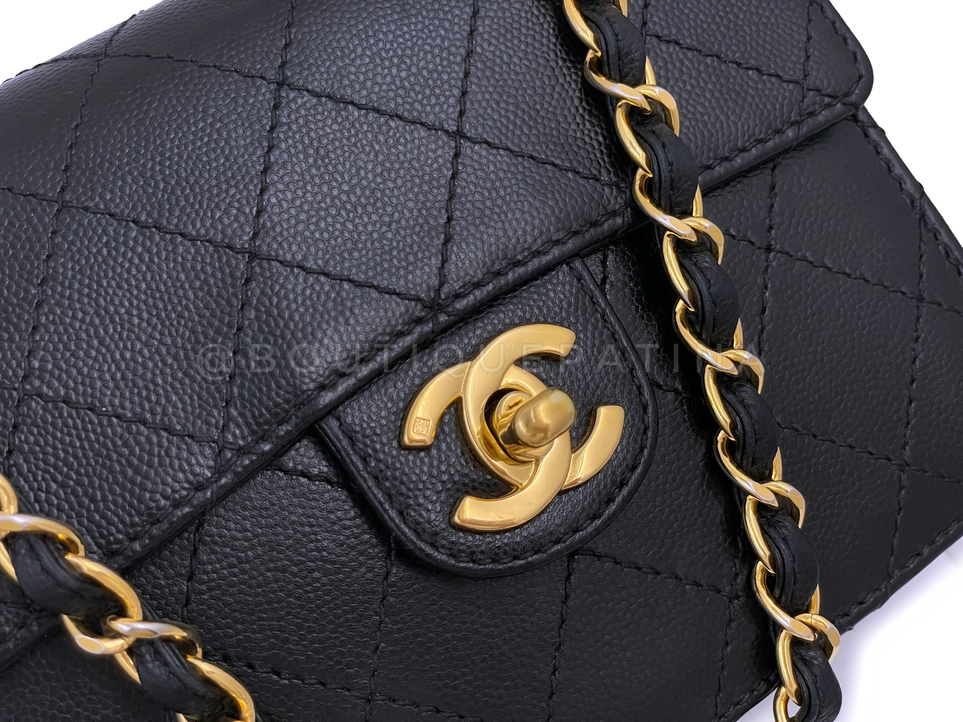 Chanel 1997 Vintage Black Caviar Square Mini Flap Bag 24k GHW - Image 8