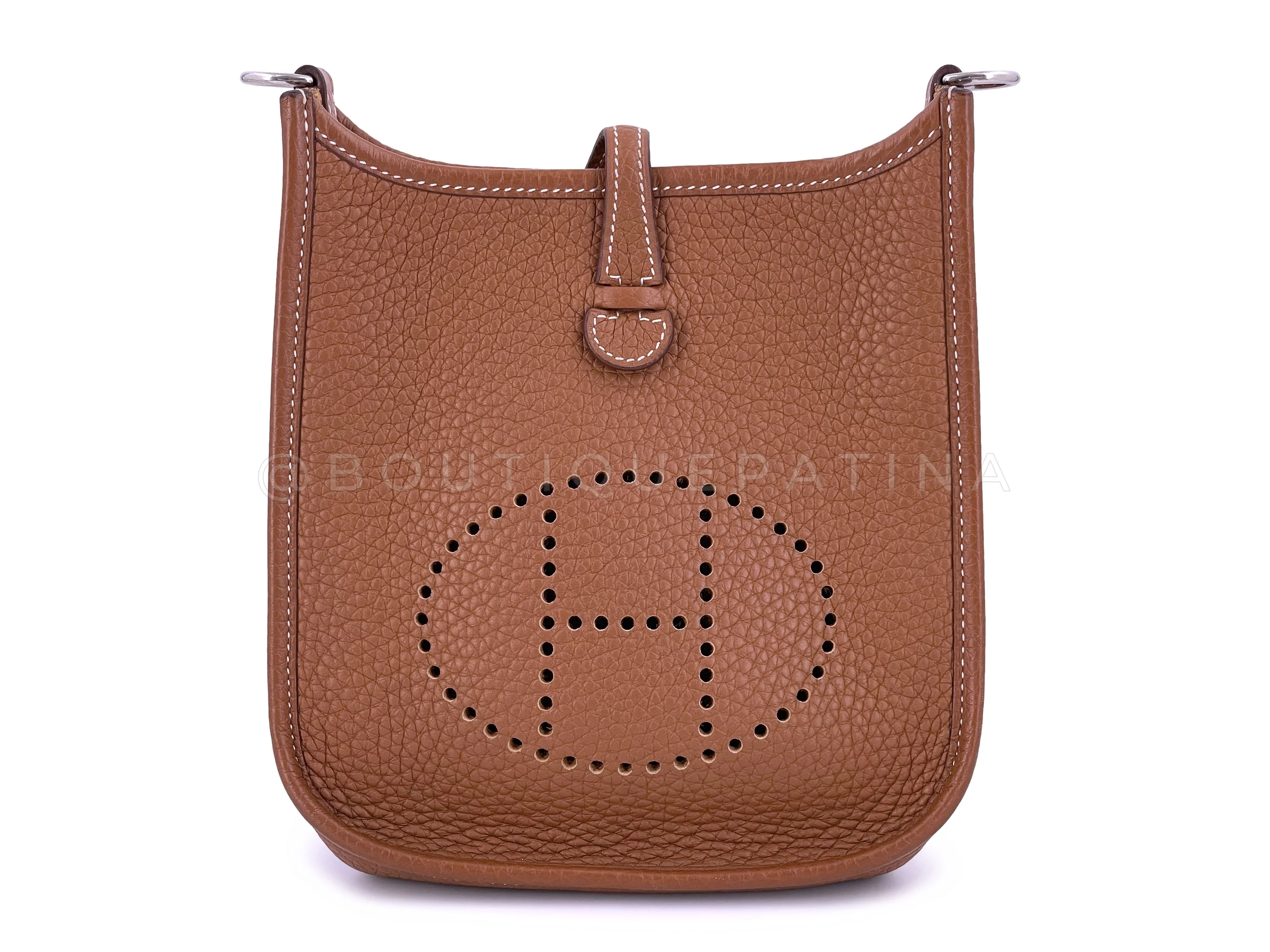 Hermes Gold Clemence Camel Beige Evelyne Mini TPM Bag PHW XY2 - Image 2