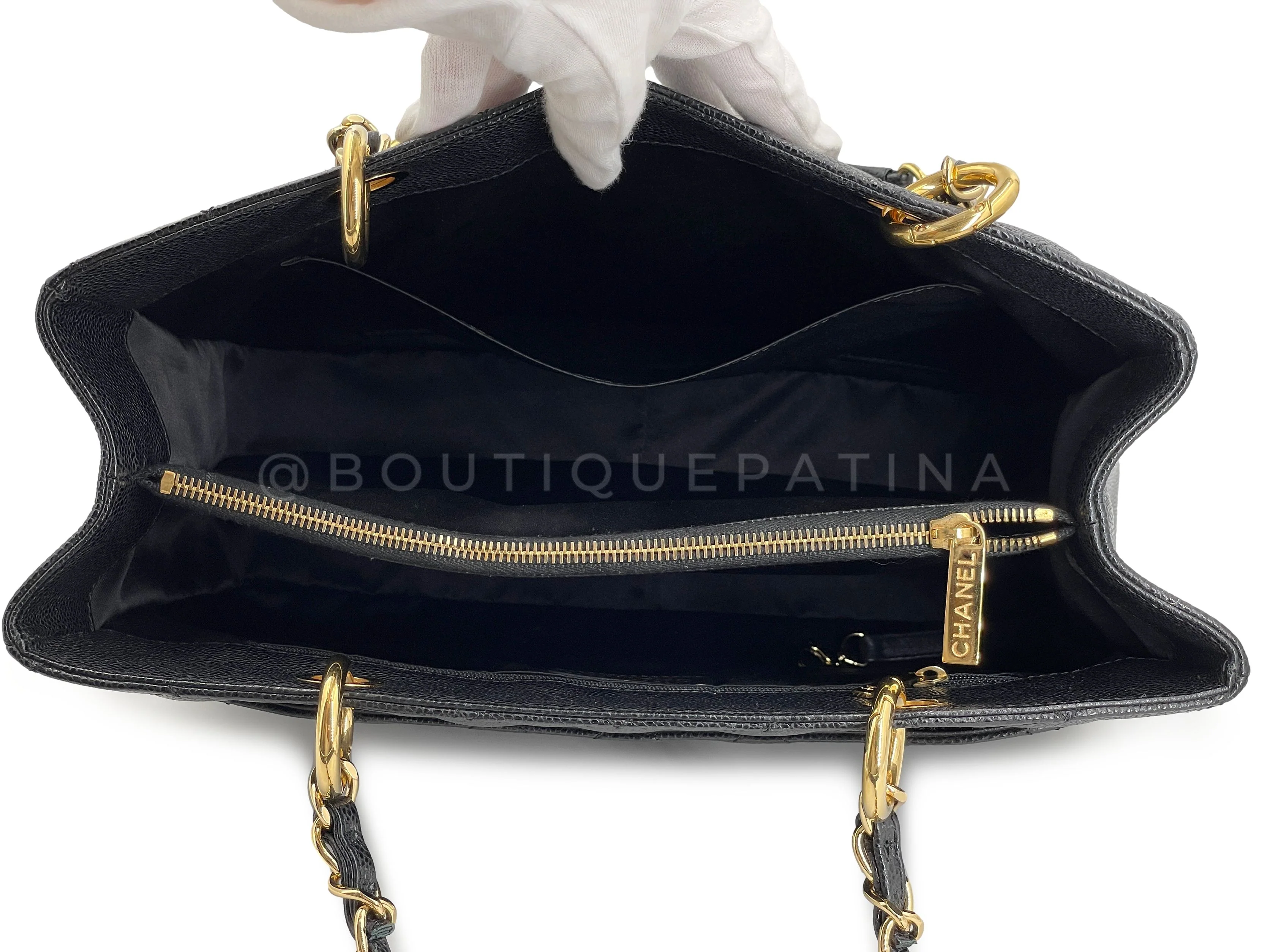 Chanel Black Caviar GST Grand Shopper Tote Bag GHW - Image 9