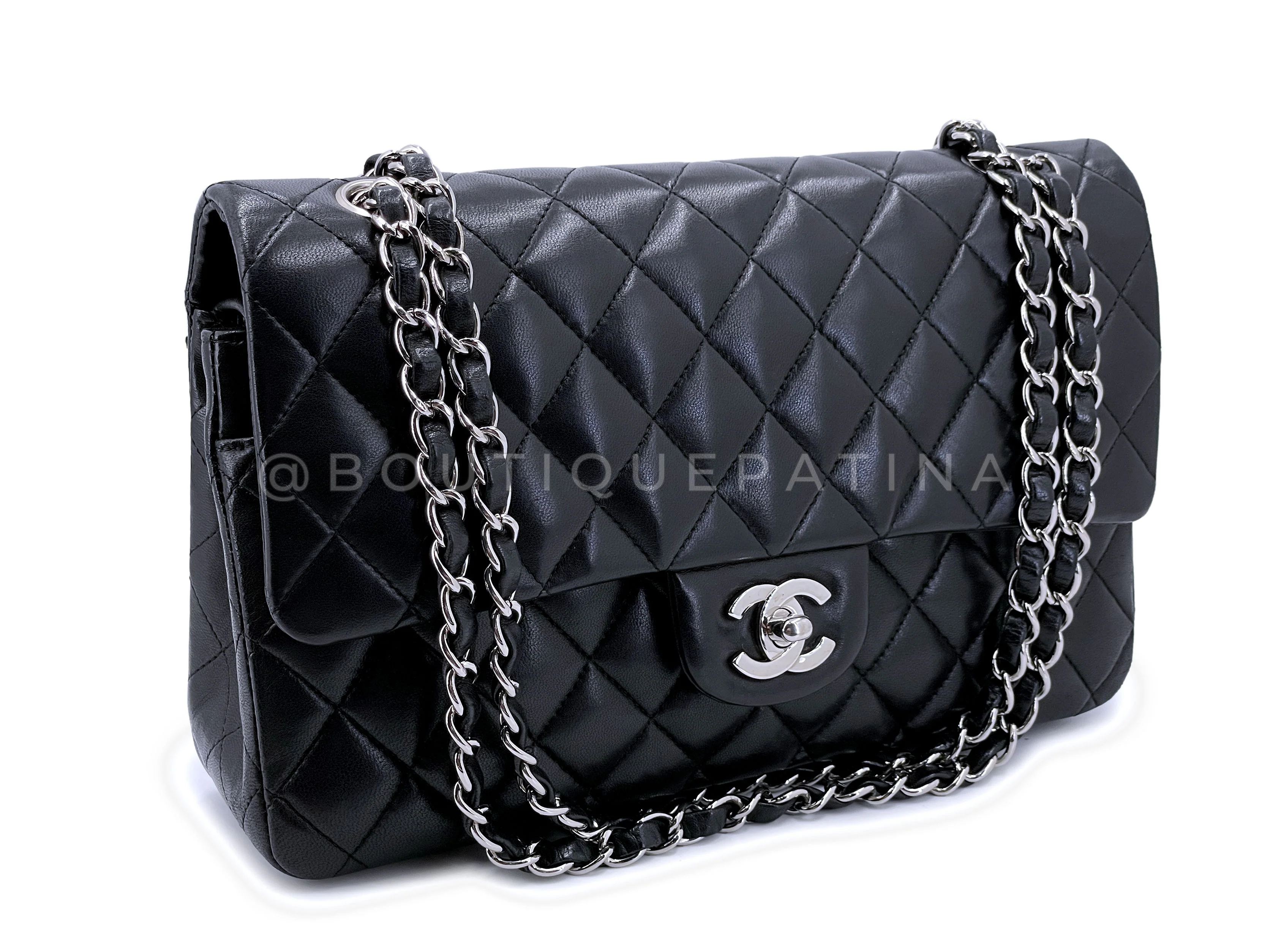 Chanel Medium Black Classic Double Flap Bag 2007 Vintage SHW Lambskin - Image 2