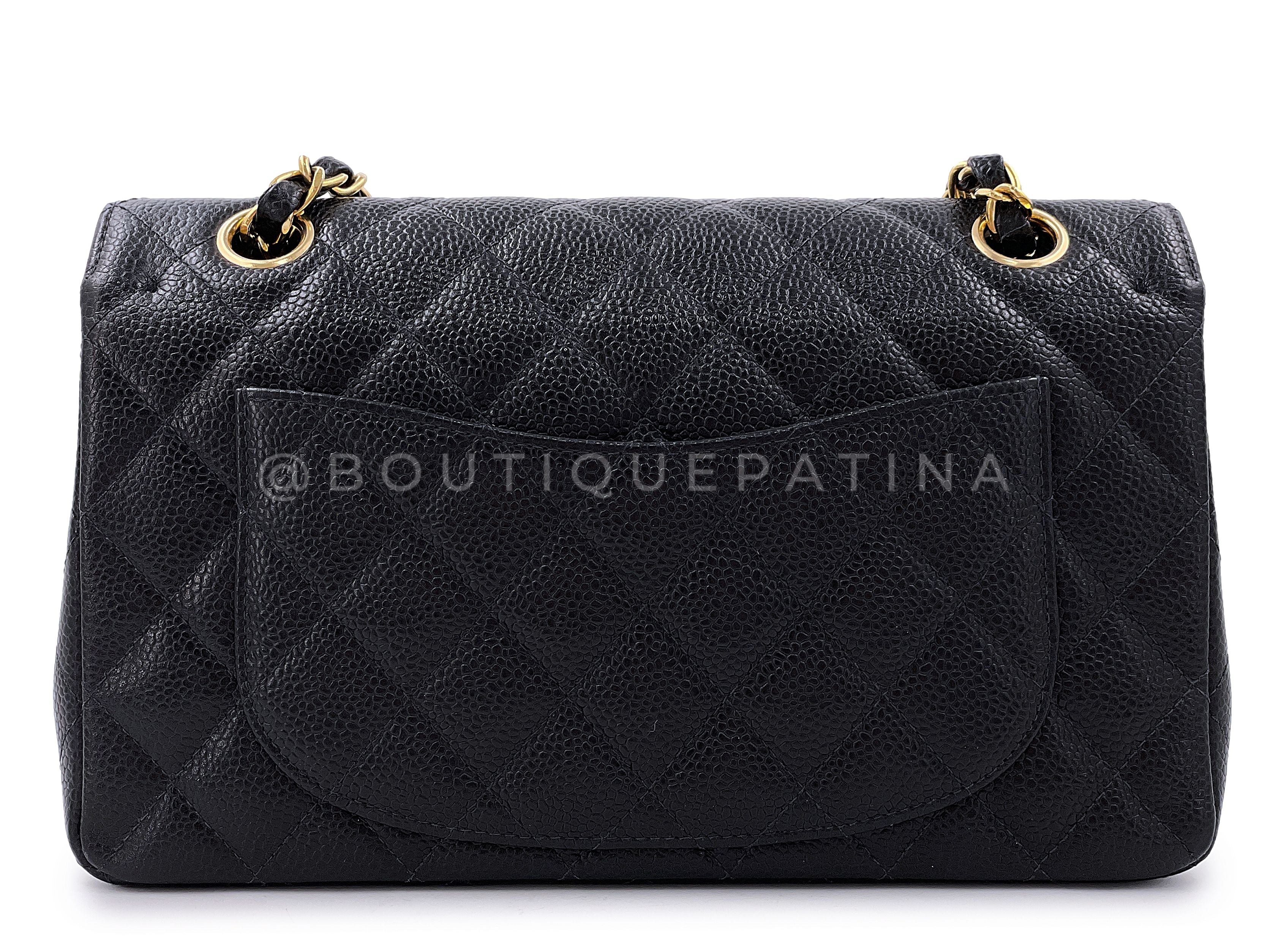 Chanel Vintage Small Caviar Classic Flap Bag 2004 Black Double 24k GHW 9TI - Image 5