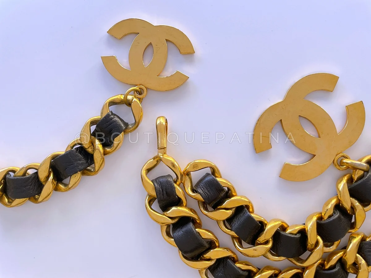 Rare Chanel 93P Wide Woven Belt Necklace CC Charm 24k GHW XPR - Image 3