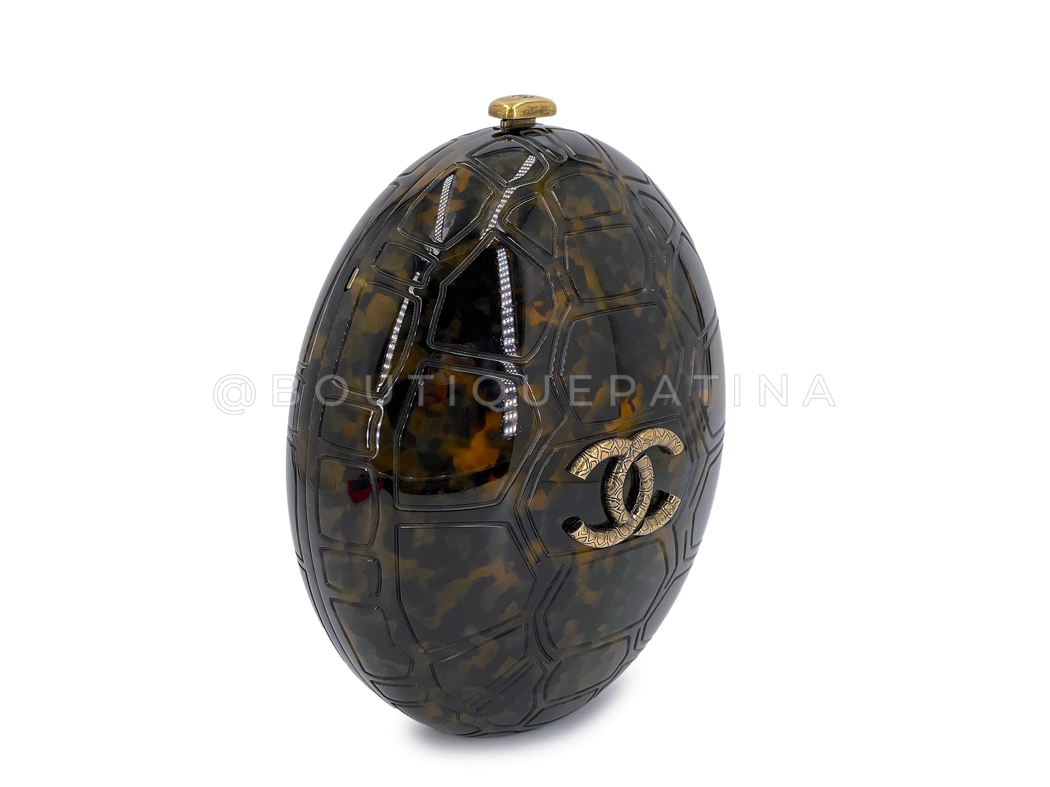 Chanel Tortoise Minaudière Bag 2016 Paris Seoul Brown Plexiglass Evening Clutch MSH - Image 3