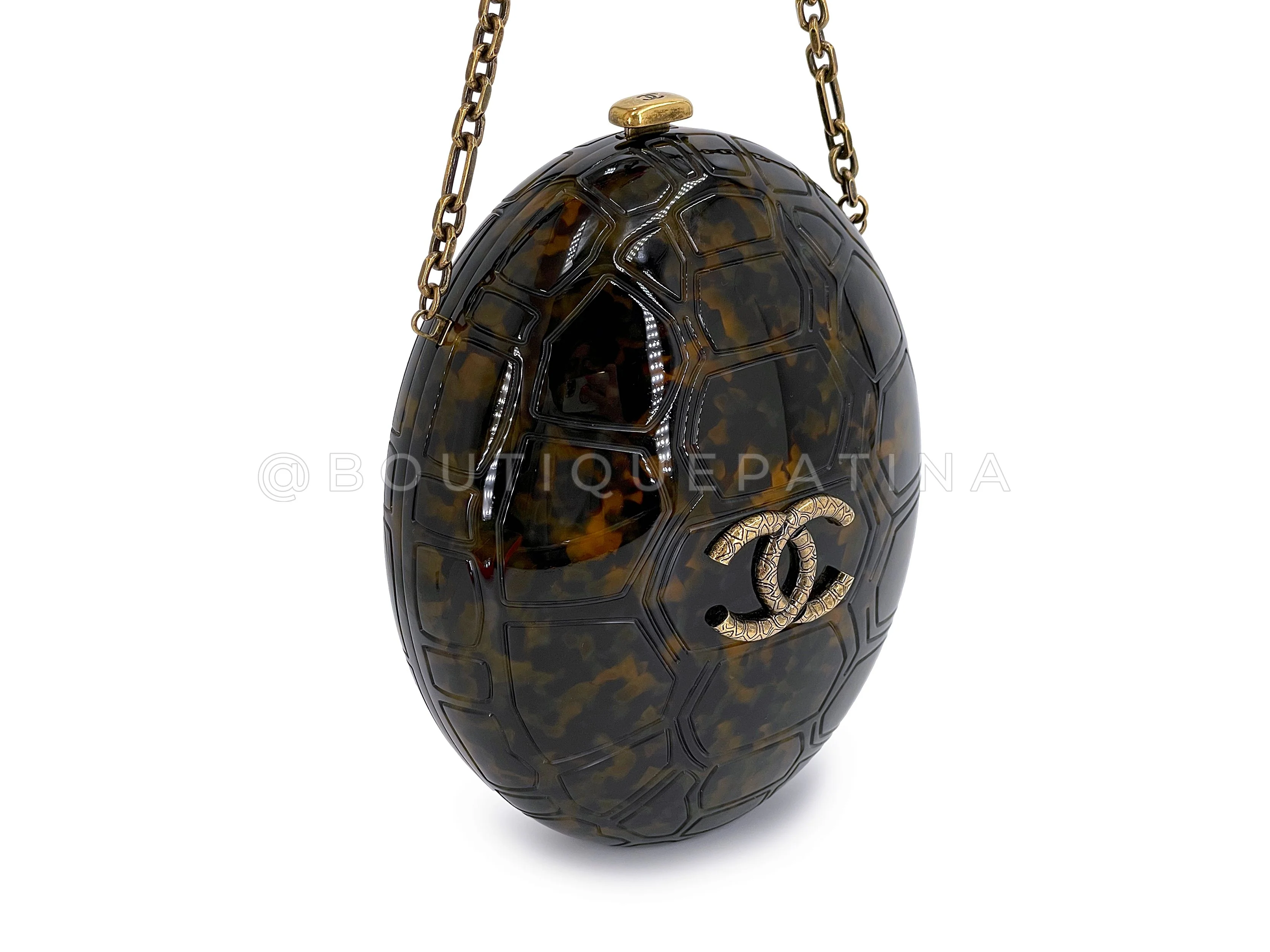 Chanel Tortoise Minaudière Bag 2016 Paris Seoul Brown Plexiglass Evening Clutch MSH - Image 4