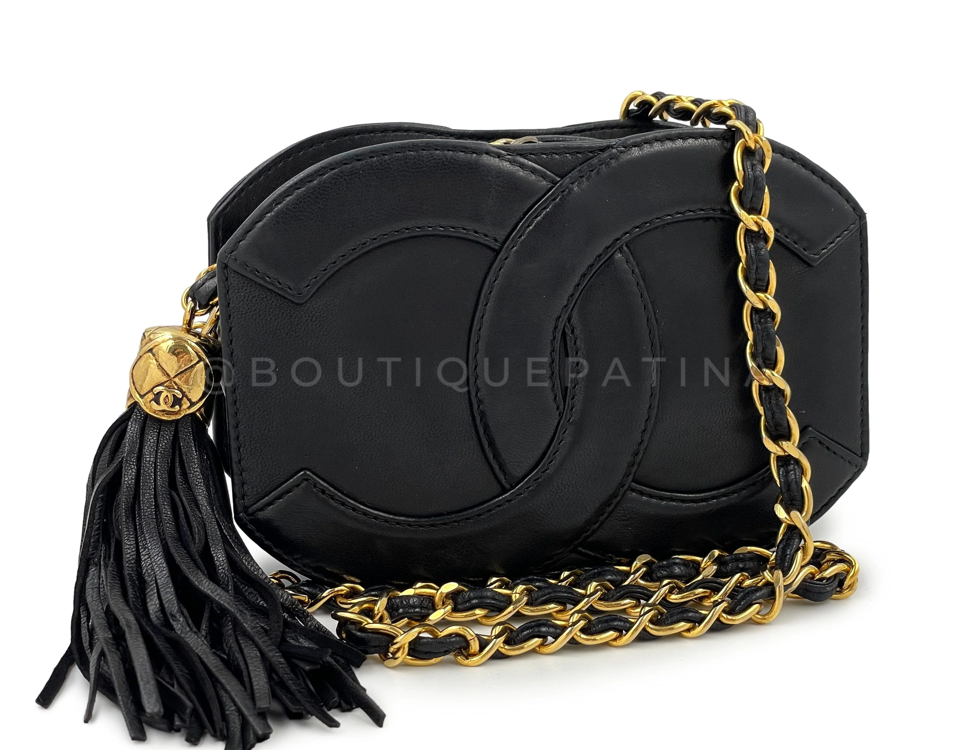 Chanel 1990 Vintage Black Mini Convertible Shoulder Bag 24k GHW - Image 2