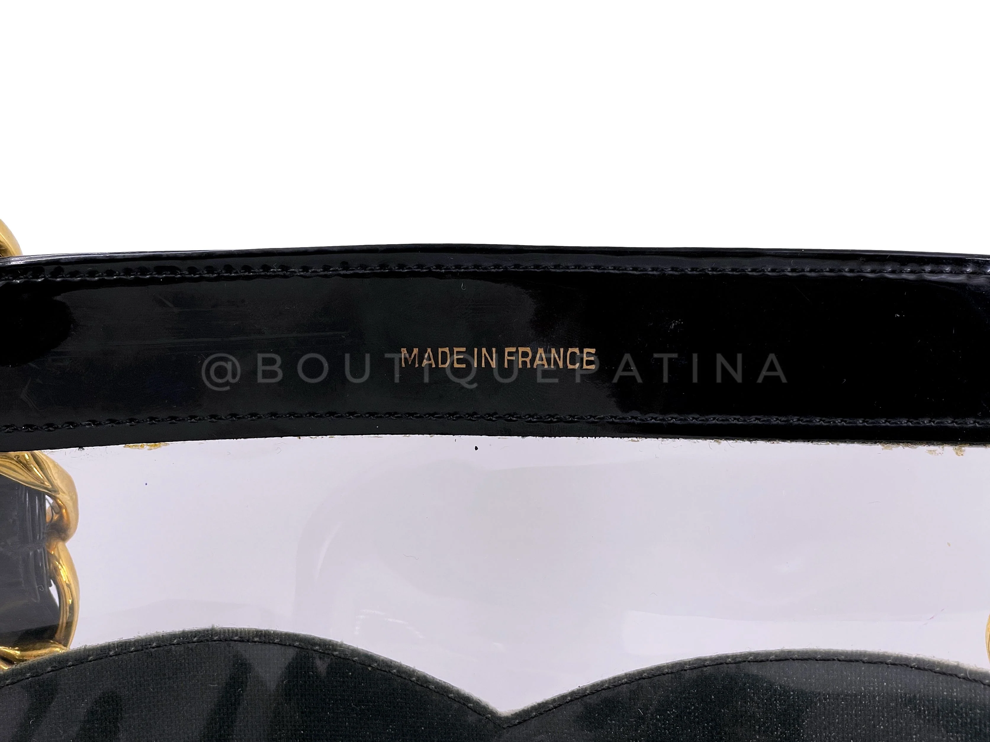 Chanel 1995 "Barbie Collection" Clear Patent Black Tote Bag 24k GHW - Image 11