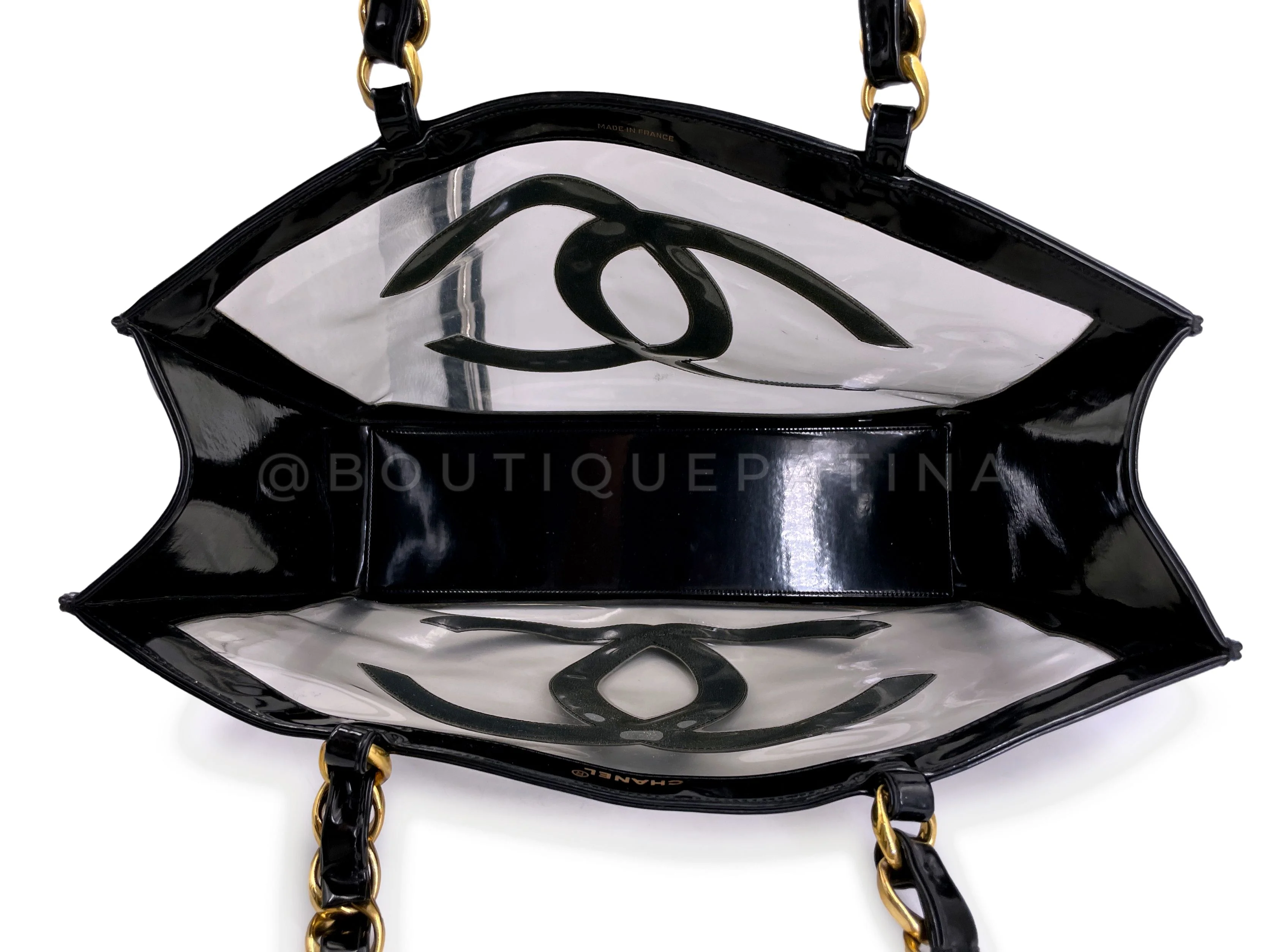 Chanel 1995 "Barbie Collection" Clear Patent Black Tote Bag 24k GHW - Image 9